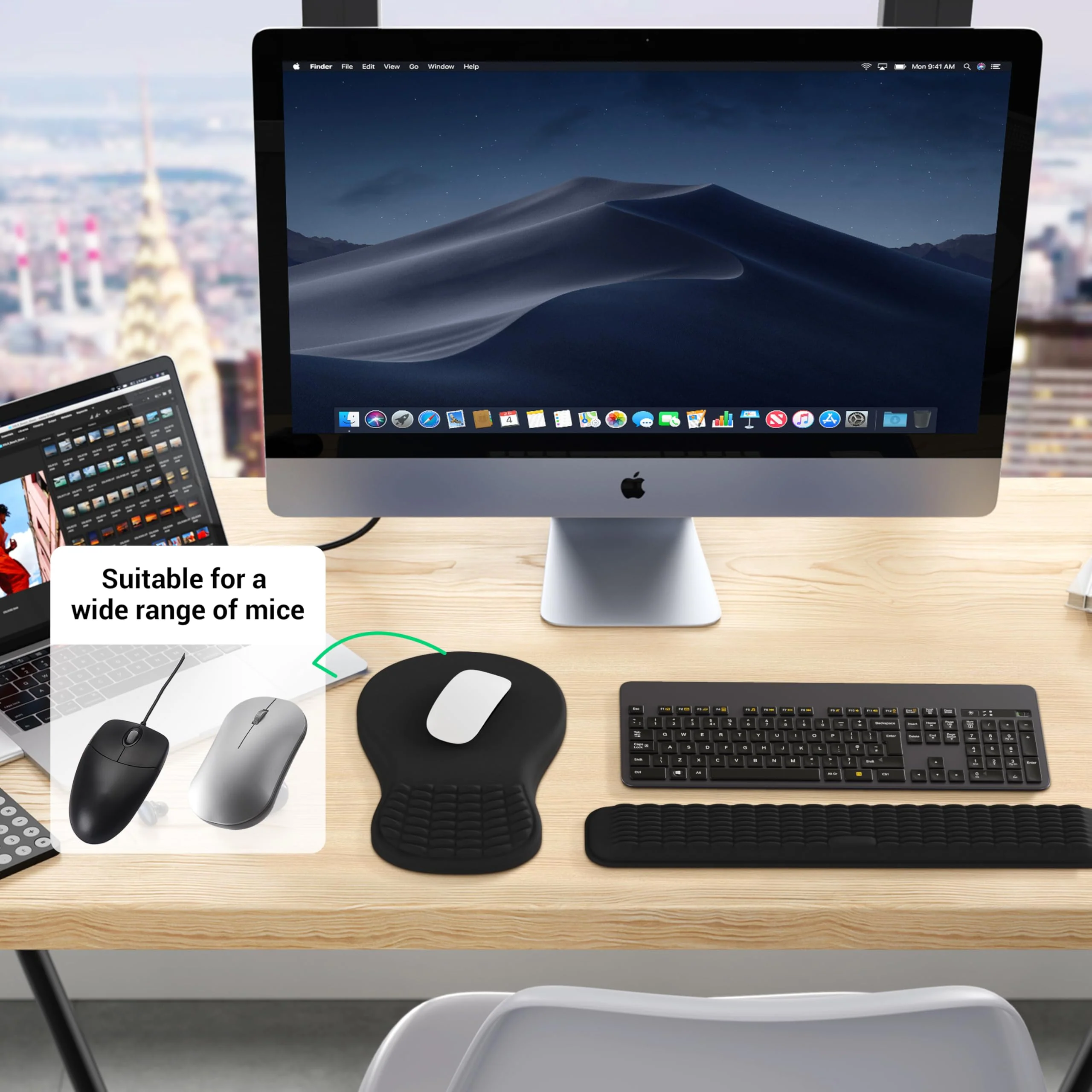 MEKASS Ergonomic Mouse Pad and Keyboard Wrist Rest Set, Super Soft Memory Foam Desk Wrist Support for Computer Keyboard, Non-Slip Arm Palm Rests Cushion for Typing Gaming Office Laptop Mac (Black) Black - Image 9