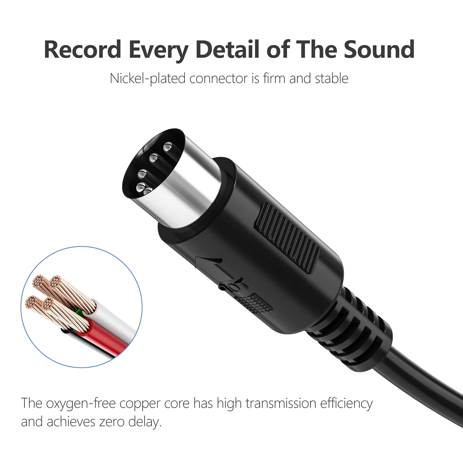 Mellbree MIDI Cable, 2-Pack 3-Feet Male to Male 5-Pin MIDI Cable Compatible with MIDI Keyboard, Keyboard Synth, Rack Synth, Sampler, External Sound Card, Sound Source and Other Music Gear - Image 4