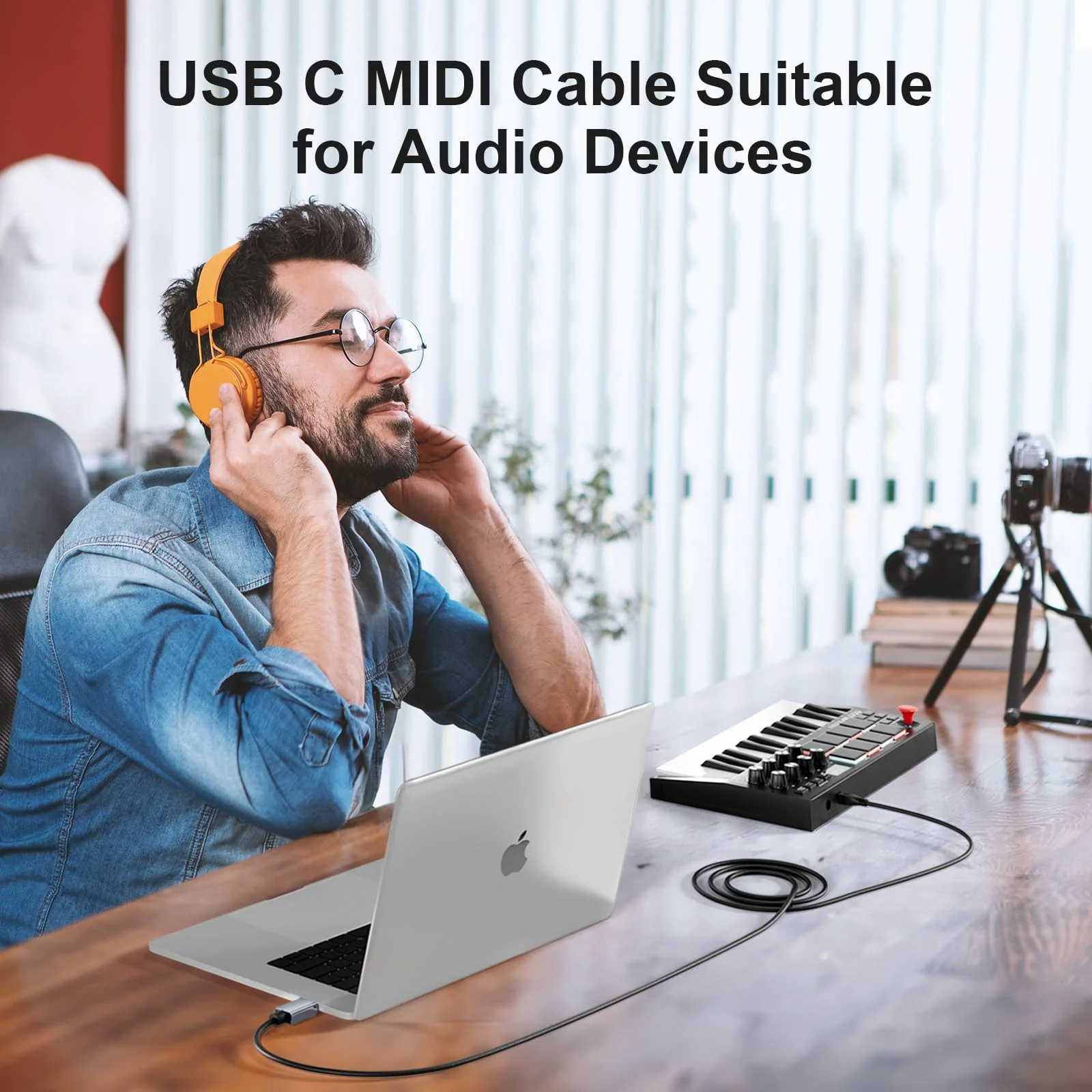 MeloAudio USB C MIDI Cable, Type C to USB 2.0 MIDI Interface Cable for Midi Controller, Midi Keyboard, Audio Interface for ipad, Samsung, Laptop, MacBook, 5FT USB B to USB C Printer Cable Black - Image 2