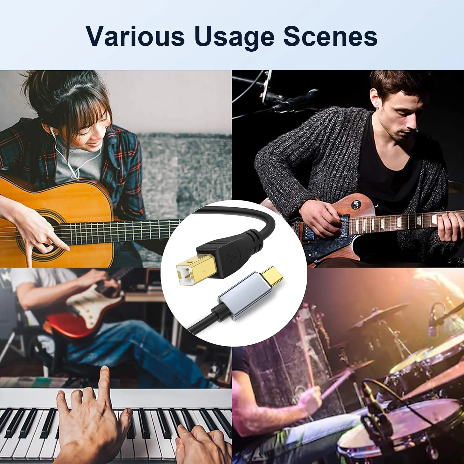 MeloAudio USB C MIDI Cable, Type C to USB 2.0 MIDI Interface Cable for Midi Controller, Midi Keyboard, Audio Interface for ipad, Samsung, Laptop, MacBook, 5FT USB B to USB C Printer Cable Black - Image 7