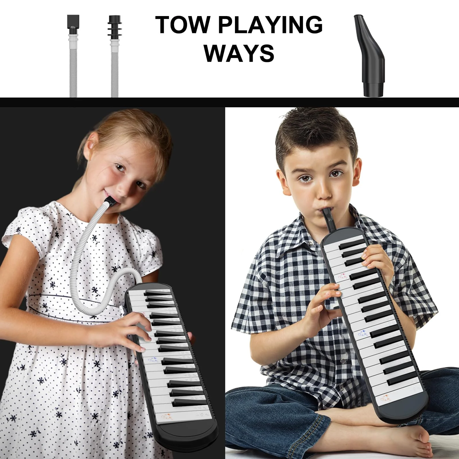Melodica Instrument: Air Piano Keyboard, 32 Keys, with Carrying Bag - Gift for Kids, Beginners, and Adults - Black - Image 2
