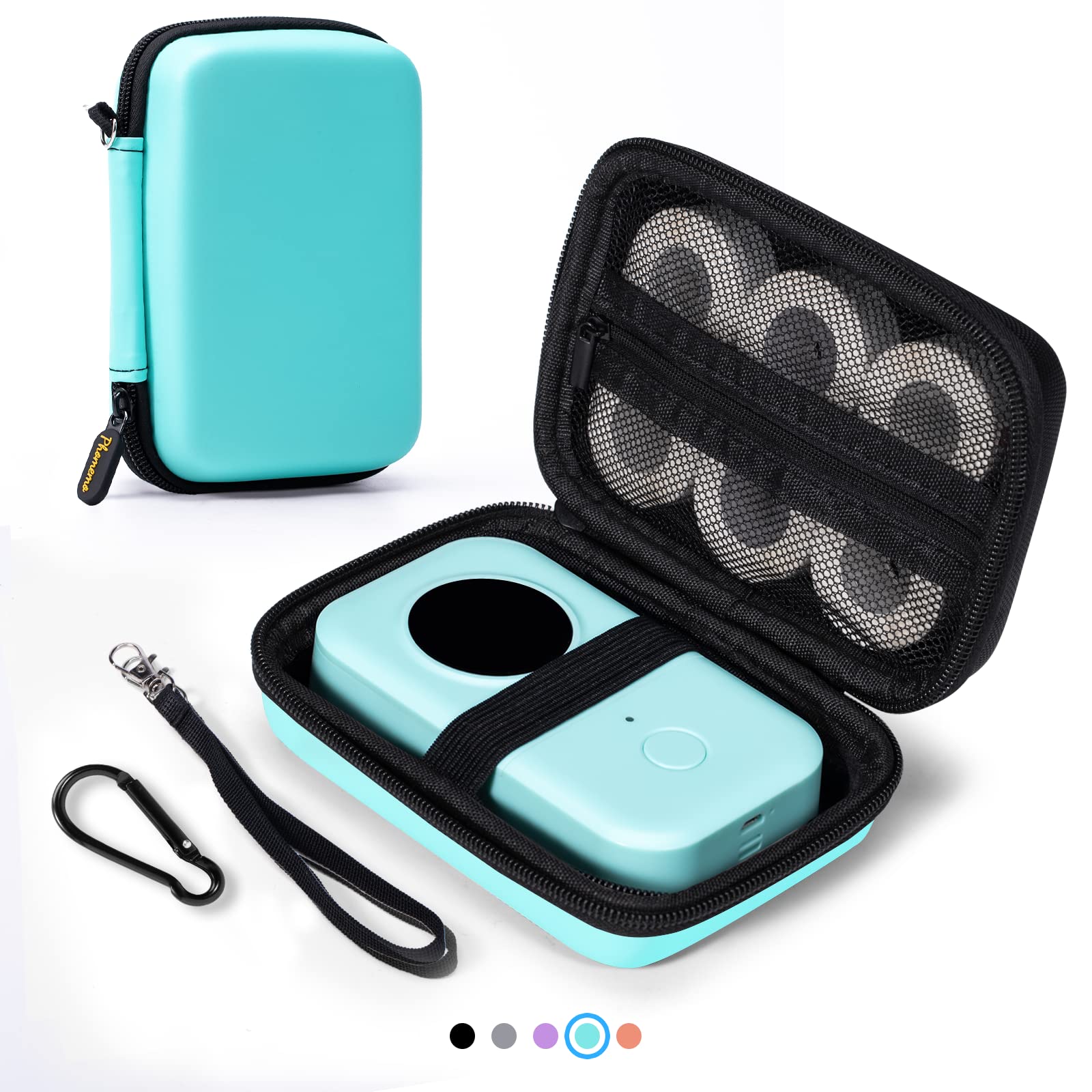 Memoking T02 Hard Storage Case - Compatible with Phomemo D30, SUPVAN E10, NIIMBOT D11, JADENS D110 and More, with Zipper Mesh Pocket, Waterproof Shockproof Case, Green (Only Case) - Image 8