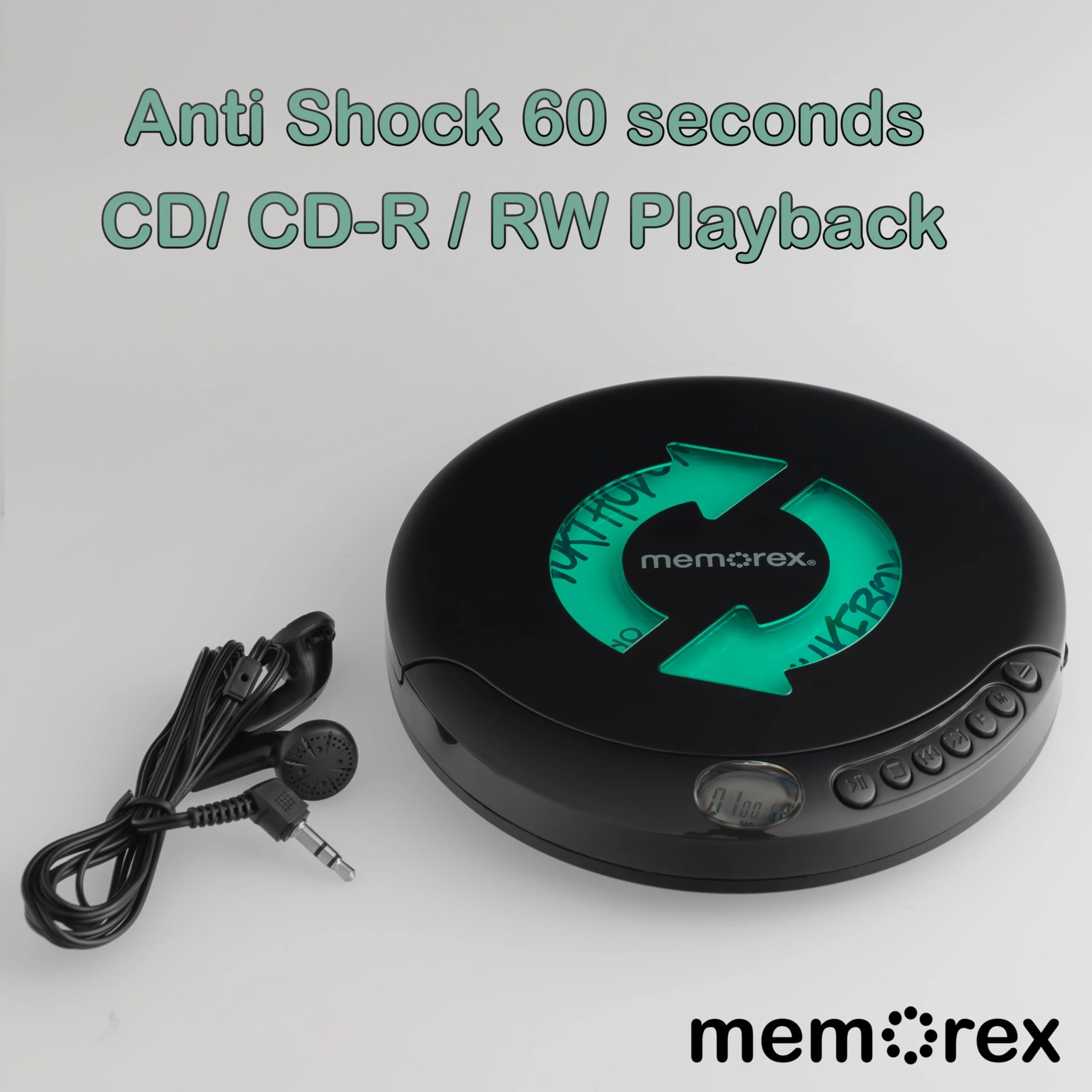 Memorex MX-DM80 Portable CD Player | Compact Disc Player with Anti-Shock Technology | LCD Display, Stereo Earbuds, Low Battery Indicator | CD/CD-R/RW Compatible for Personal Music - Image 6