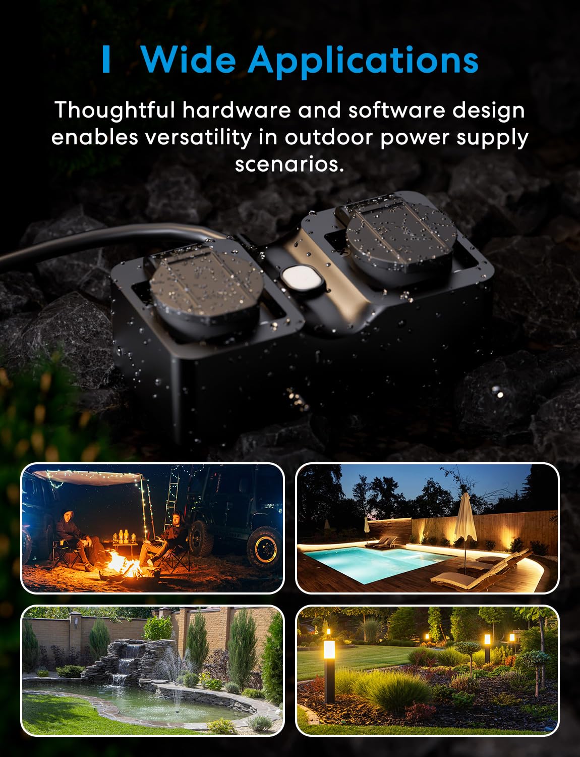 Meross Matte WiFi Socket Outdoor with Current Measurement, Smart Socket Electricity Meter for Balcony Power Station Outdoor Socket Waterproof IP44, Works with HomeKit, Alexa and Google, 16 A, 1.5 m Matte outdoor socket - Image 4