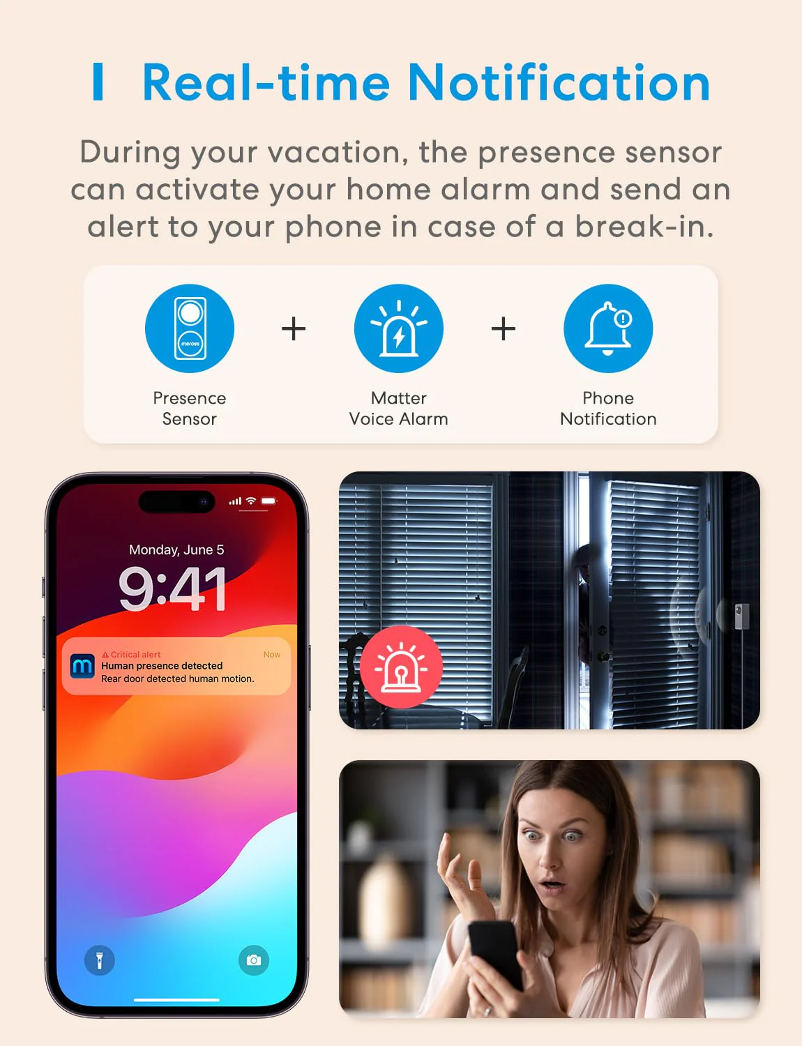 meross Matter Human Presence Sensor, 3-in-1 PIR & Light & mmWave Radar Motion Sensor, AI Motion Detector for Matter Smart Home Automation, Supports HomeKit, Alexa, Google, Home Assistant, 2.4GHz Wi-Fi US - Image 5