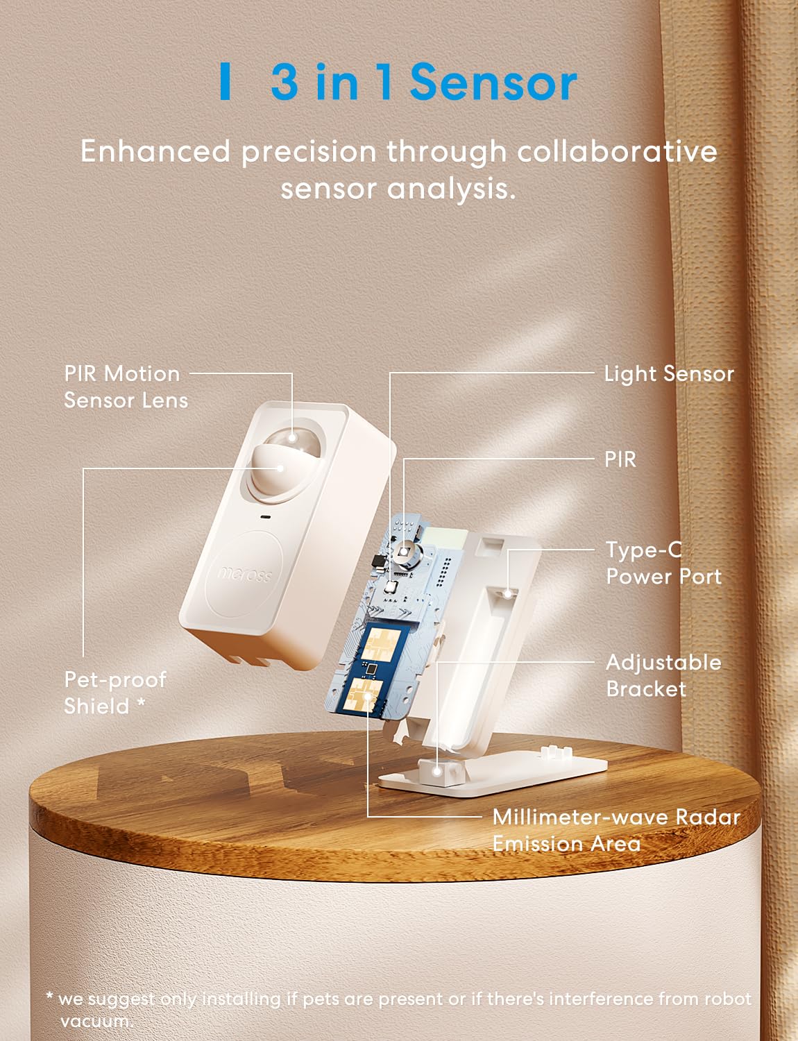 meross Matter Human Presence Sensor, 3-in-1 PIR & Light & mmWave Radar Motion Sensor, AI Motion Detector for Matter Smart Home Automation, Supports HomeKit, Alexa, Google, Home Assistant, 2.4GHz Wi-Fi US - Image 7