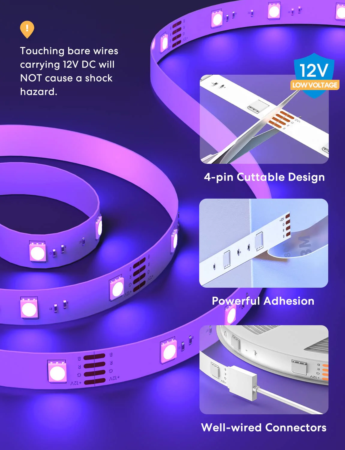 meross Smart LED Strip Lights, 16.4ft WiFi Strip Work with Apple HomeKit, Alexa, Google Home, and SmartThings, 16 Million Colors with App Control and RGB LED Lights for Bedroom, Living Room, Kitchen 16.4 Feet HomeKit Version - Image 6