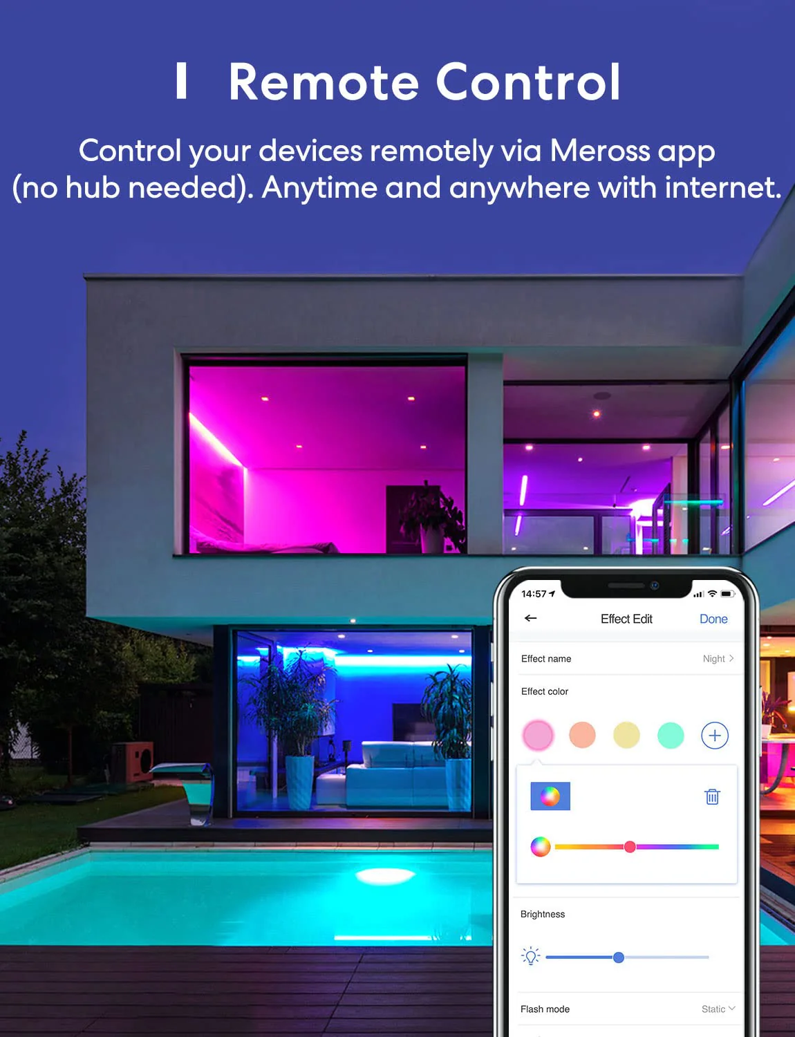 meross Smart LED Strip Lights, 16.4ft WiFi Strip Work with Apple HomeKit, Alexa, Google Home, and SmartThings, 16 Million Colors with App Control and RGB LED Lights for Bedroom, Living Room, Kitchen 16.4 Feet HomeKit Version - Image 8