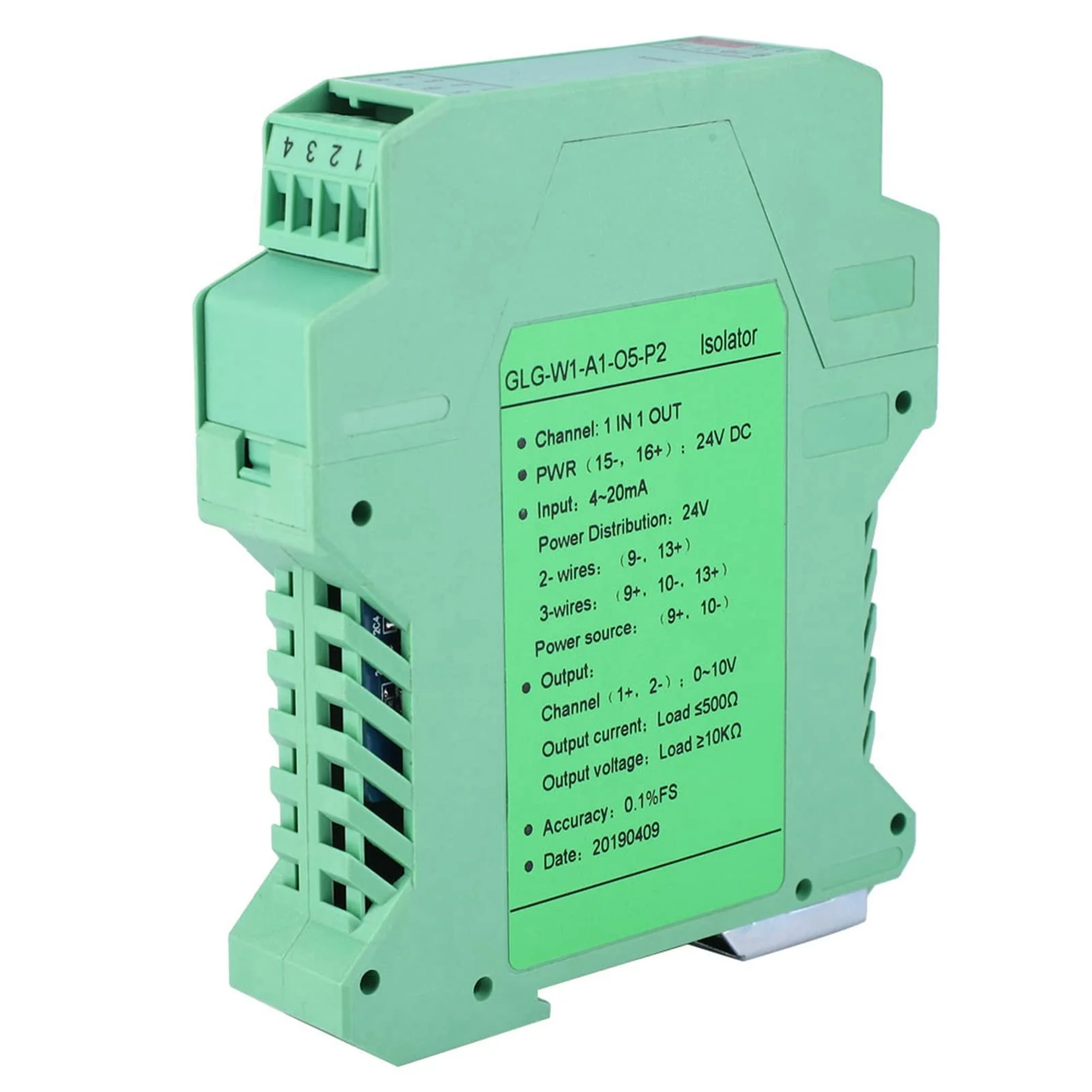 messumformer 4-20mA to 0-10V Converter, Transmitter 4-20mA PLC Detect Conditioner DC 24V Current Isolator (One in One Out) - Image 3