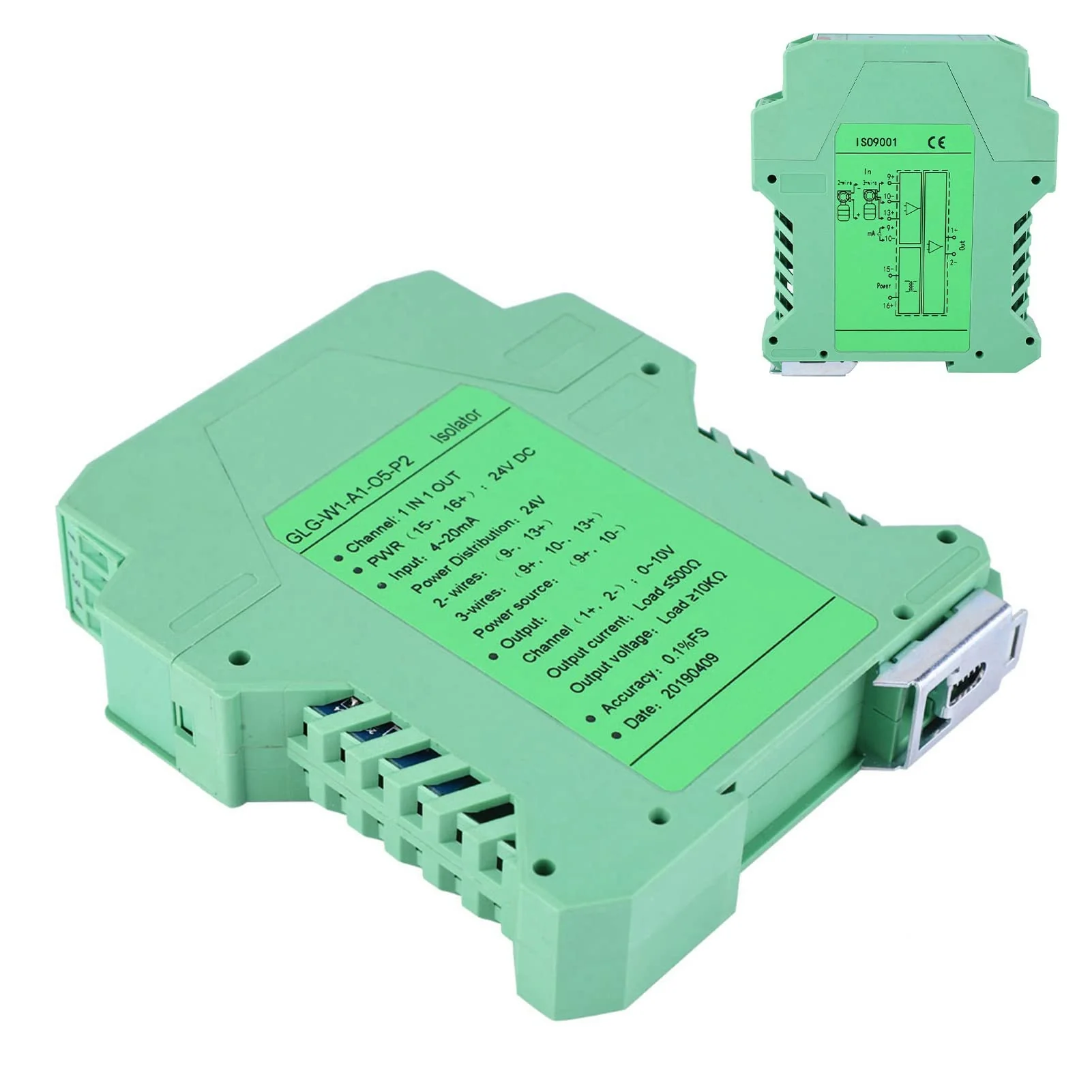 messumformer 4-20mA to 0-10V Converter, Transmitter 4-20mA PLC Detect Conditioner DC 24V Current Isolator (One in One Out) - Image 5