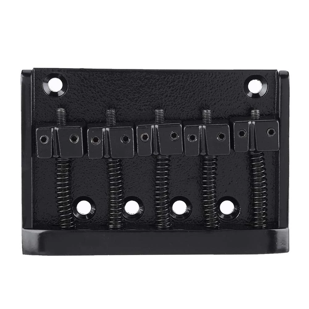 Metal 5 String Guitar Saddle Bridge Plate Electric Bass Bridge Tailpiece Replacement Accessory(Black) - Image 2