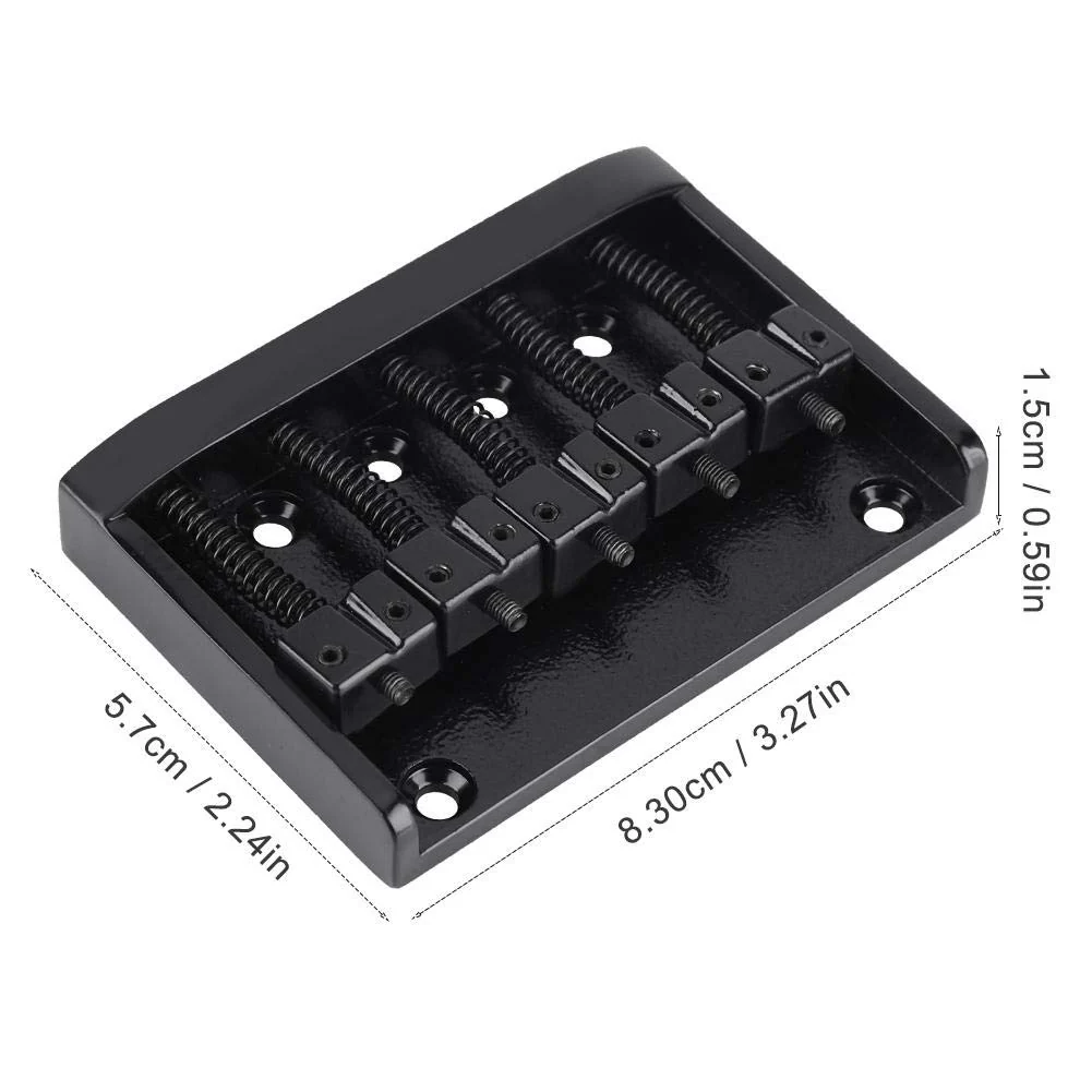 Metal 5 String Guitar Saddle Bridge Plate Electric Bass Bridge Tailpiece Replacement Accessory(Black) - Image 3