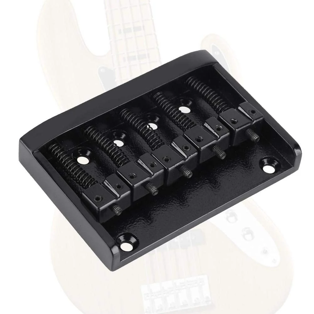 Metal 5 String Guitar Saddle Bridge Plate Electric Bass Bridge Tailpiece Replacement Accessory(Black) - Image 5