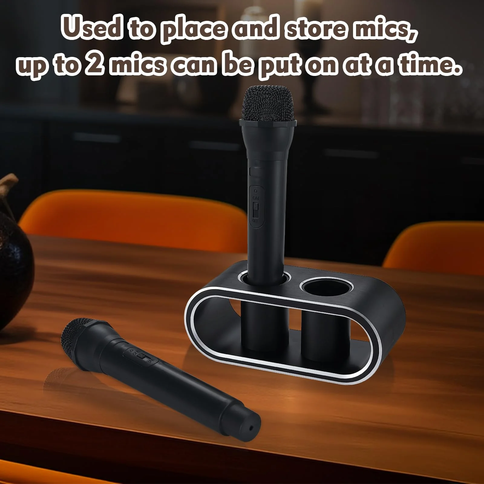 Metal Aluminum Alloy Desktop Microphones Storage Holder, Stand Support Base For Wireless Microphones, Fashionable Tabletop Mics Organizer (M, Brushed black) M - Image 4
