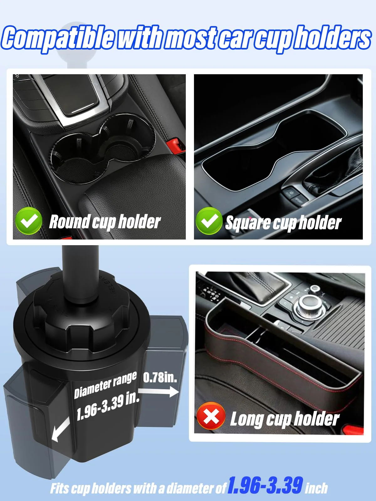 Metal Arm Cup Holder Car Tablet Mount, 720 ° Rotation Cupholder Tablet & Phone Stand Compatible with iPad Pro Air Mini iPhone 15/14/ 13/12 Max Pro and 4.7-12.9 inch Mobile Phone Tablet - Image 3