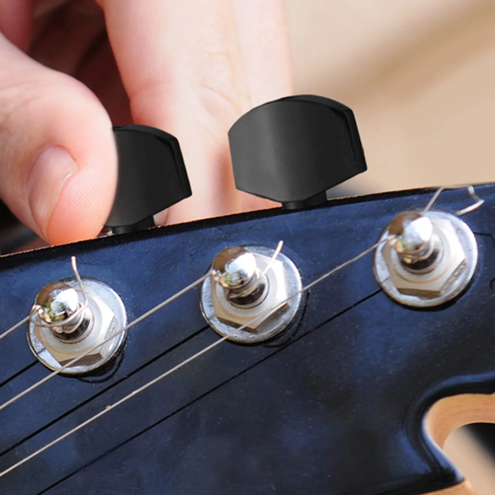 Metal Black Guitar Tuning Peg Buttons, Square Shape Tuning Key Button Heads Tuners Machine Handle for Folk Electric and Acoustic Guitar, Pack of 6 - Image 5