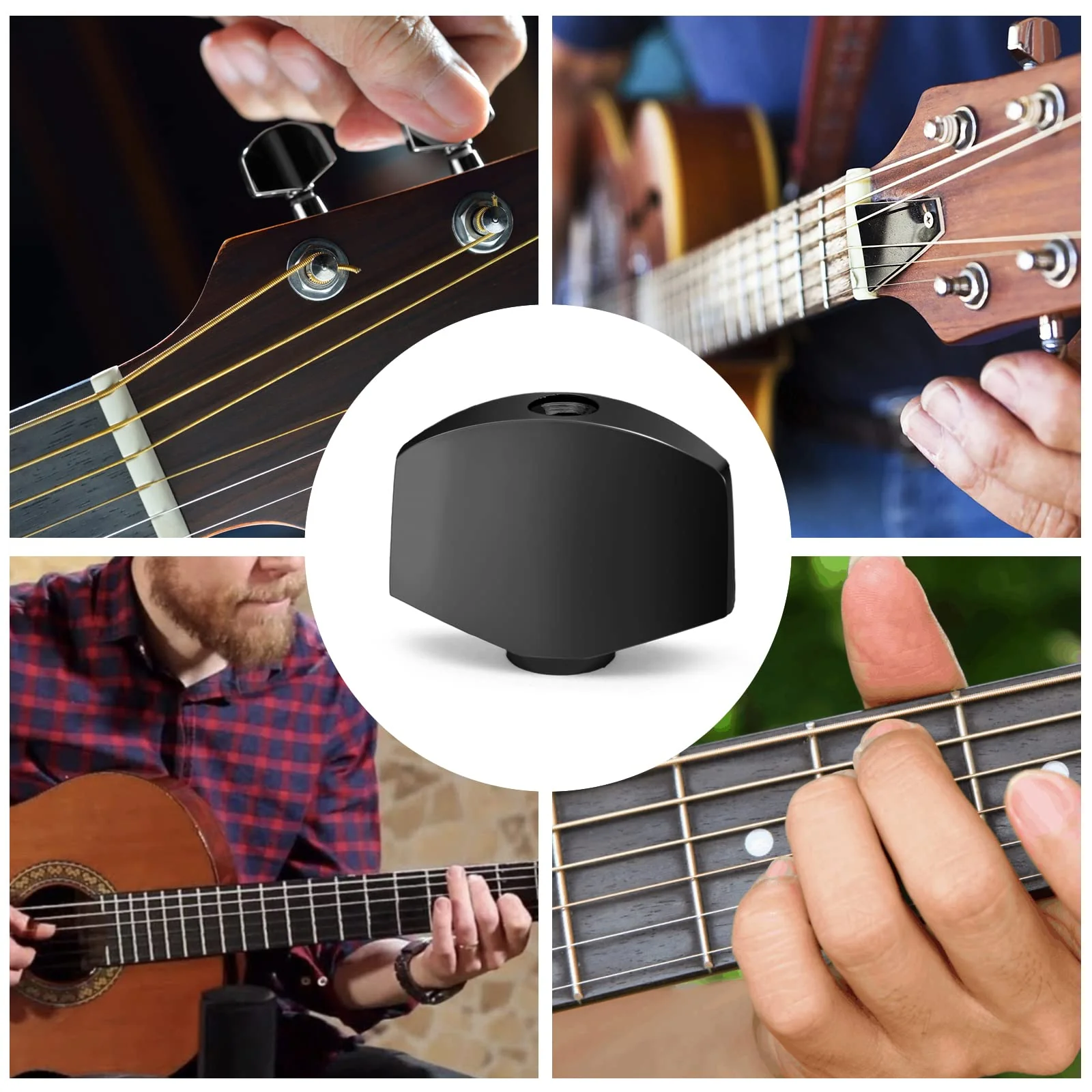 Metal Black Guitar Tuning Peg Buttons, Square Shape Tuning Key Button Heads Tuners Machine Handle for Folk Electric and Acoustic Guitar, Pack of 6 - Image 7