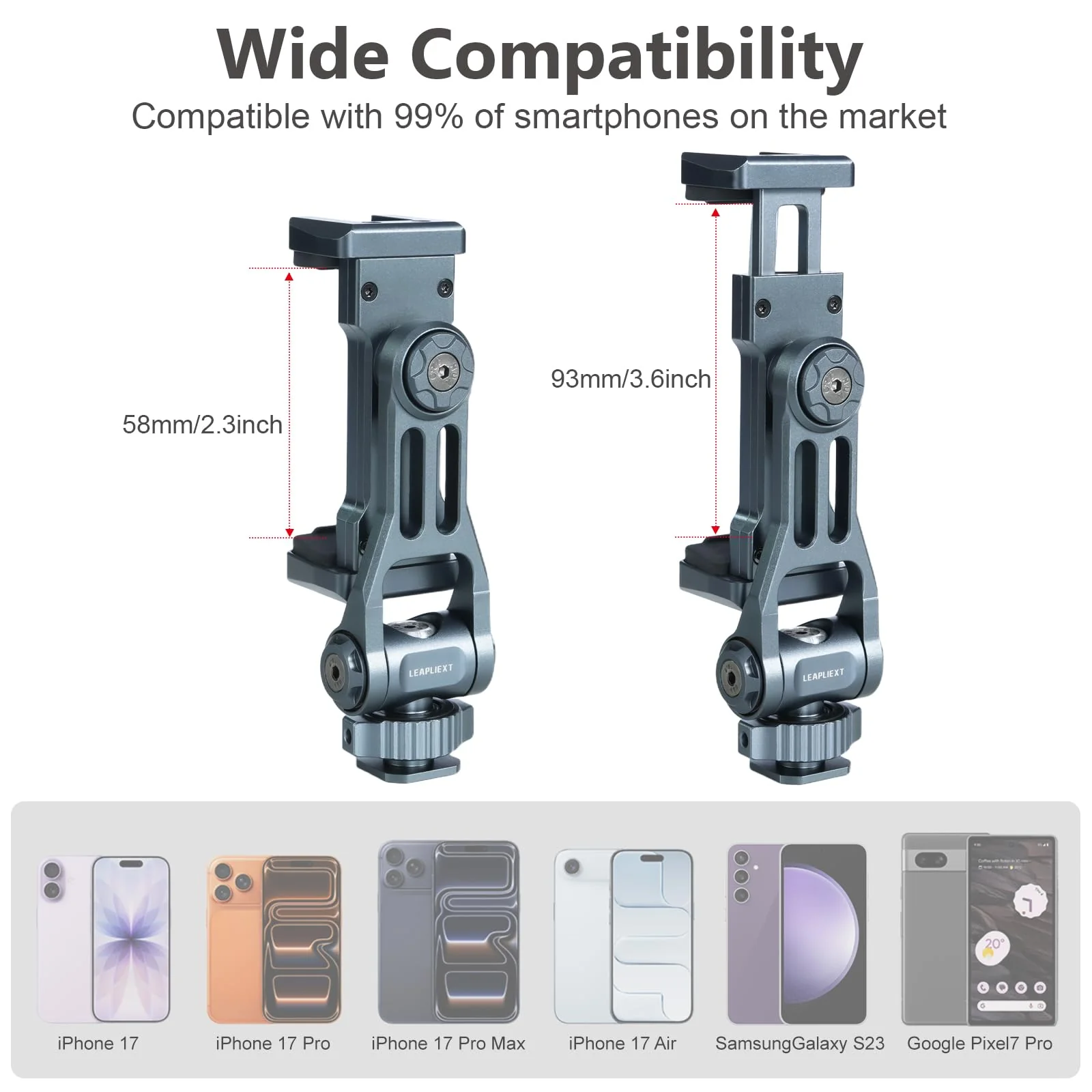 Metal Camera Hot Shoe Phone Holder，Features a Cold Shoe Mount and Supports 360° Rotation，Phone Tripod Mount ，Compatible with iPhone 17/16/15/14, Samsung Galaxy，for Taking Videos and Photos - Image 5