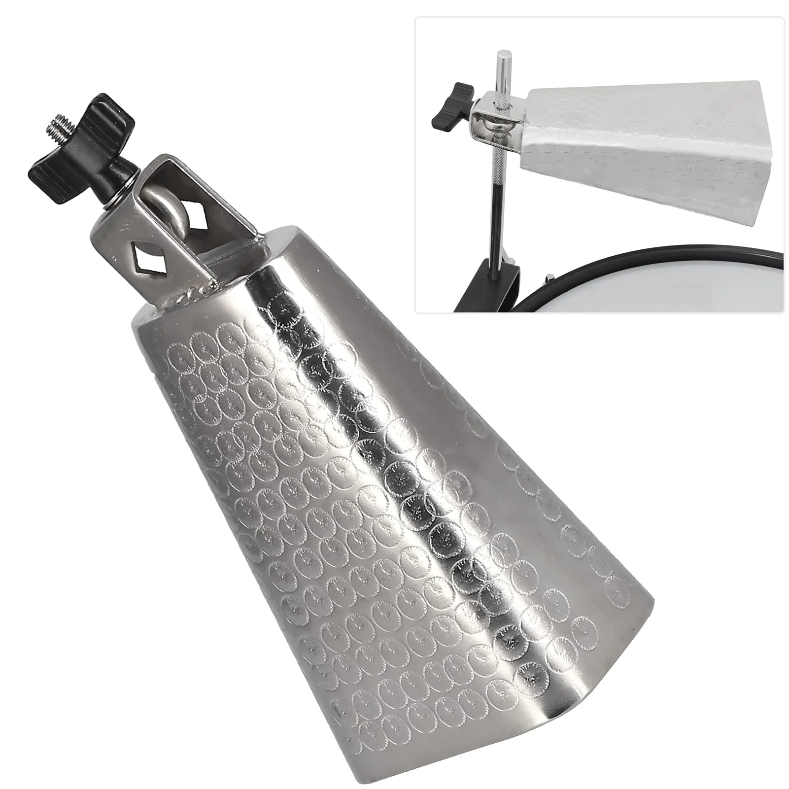 Metal Cowbell, Electroplating Percussion Instrument with Knob for Drum Set - Image 2