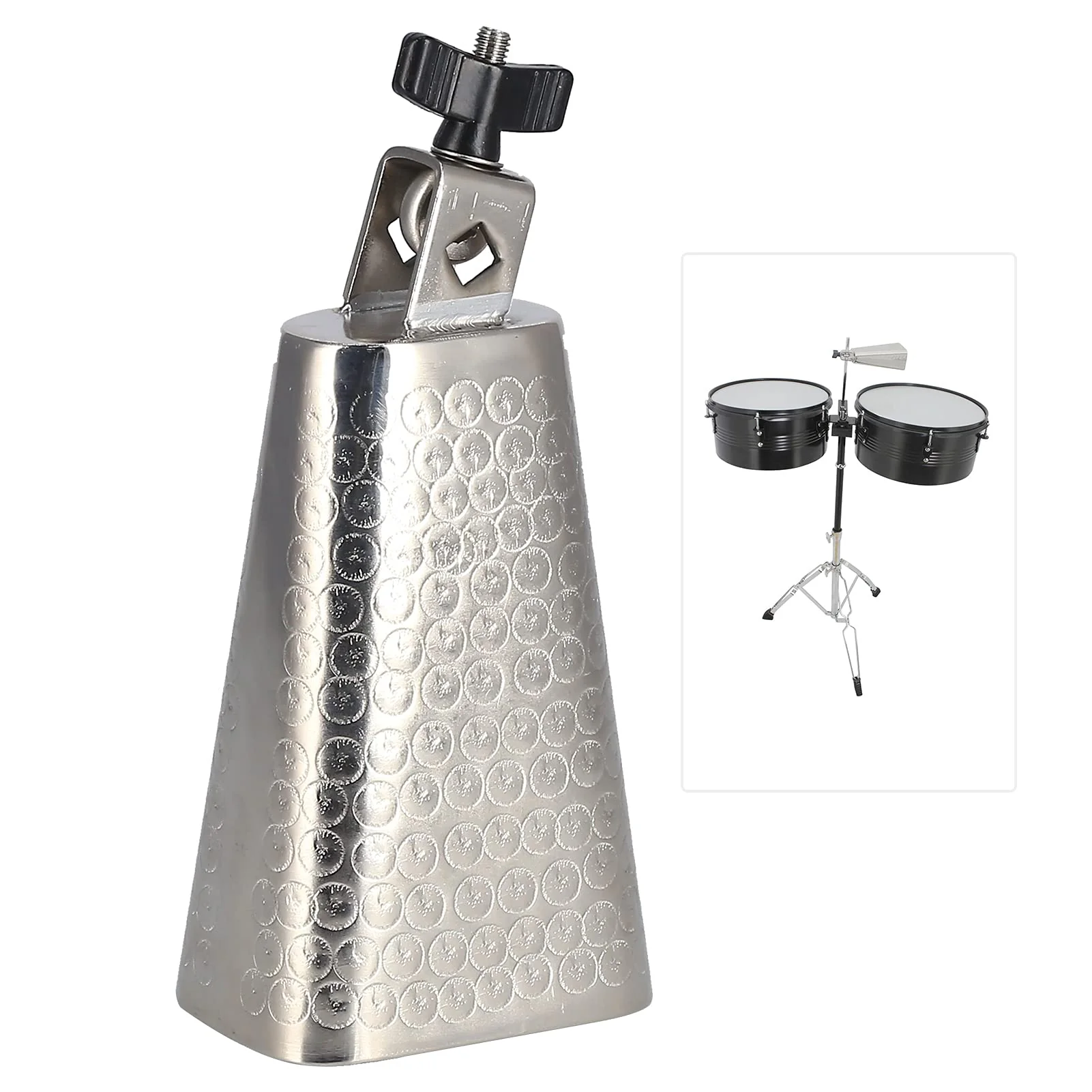 Metal Cowbell, Electroplating Percussion Instrument with Knob for Drum Set - Image 5
