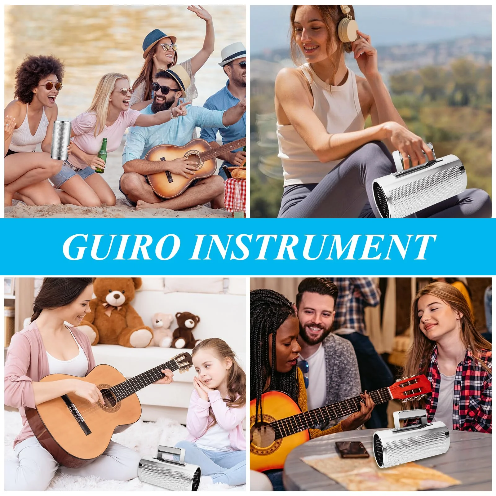 Metal Guiro Instrument, 12" x 6" Stainless Steel Guiro Shaker with Scraper Latin Percussion Instrument Musical Training Tool, Guira Dominicana - Image 7