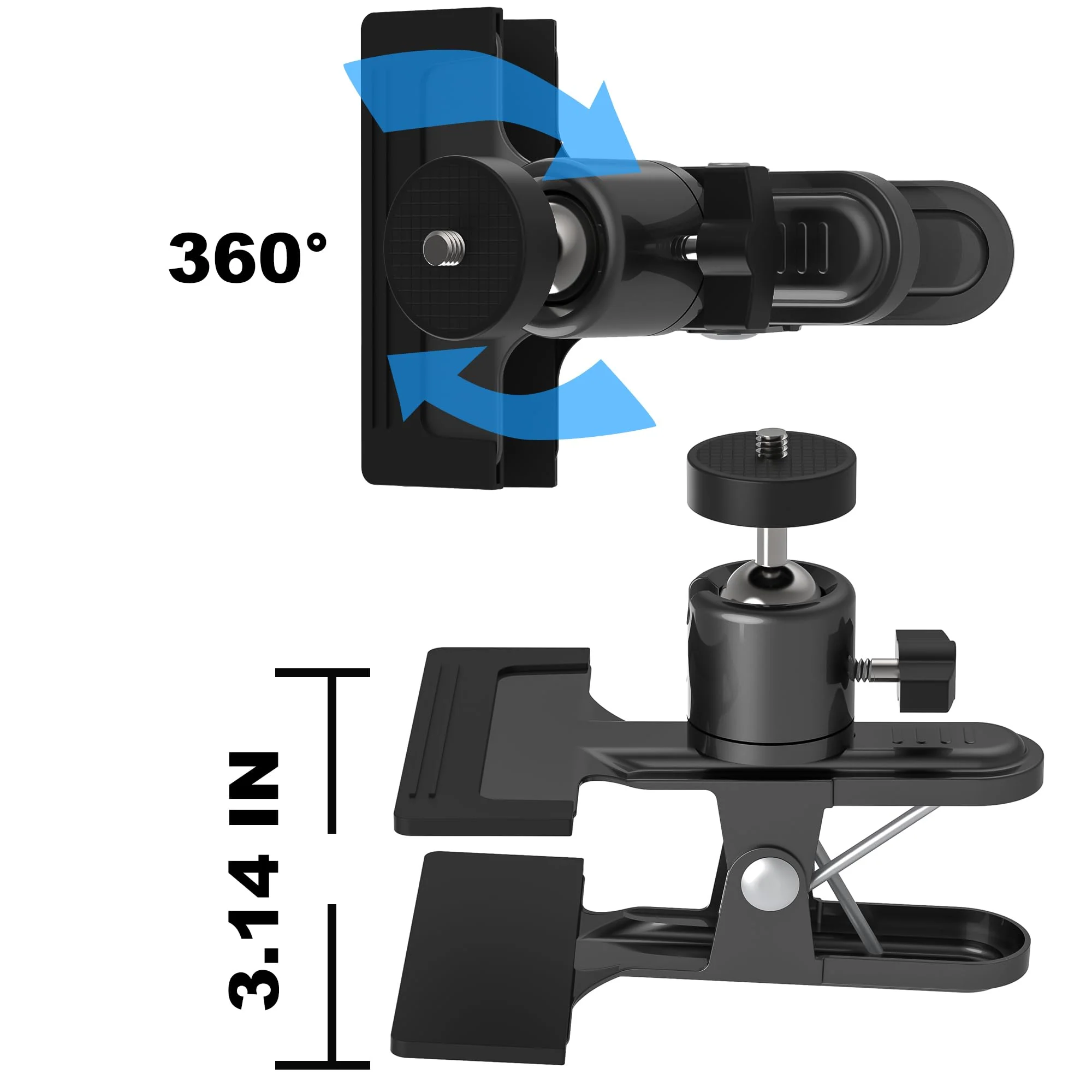Metal holder Clip Clamp Mount 360 Degree Rotation 1/4 inch Screw for iPhone 16 15 14 13 12 series Samsung Oneplus Xiaomi Cell Phones and Arlo/Blink/Eufycam/Wyze/Nest/reolink/Tapo camera series for Phone - Image 2