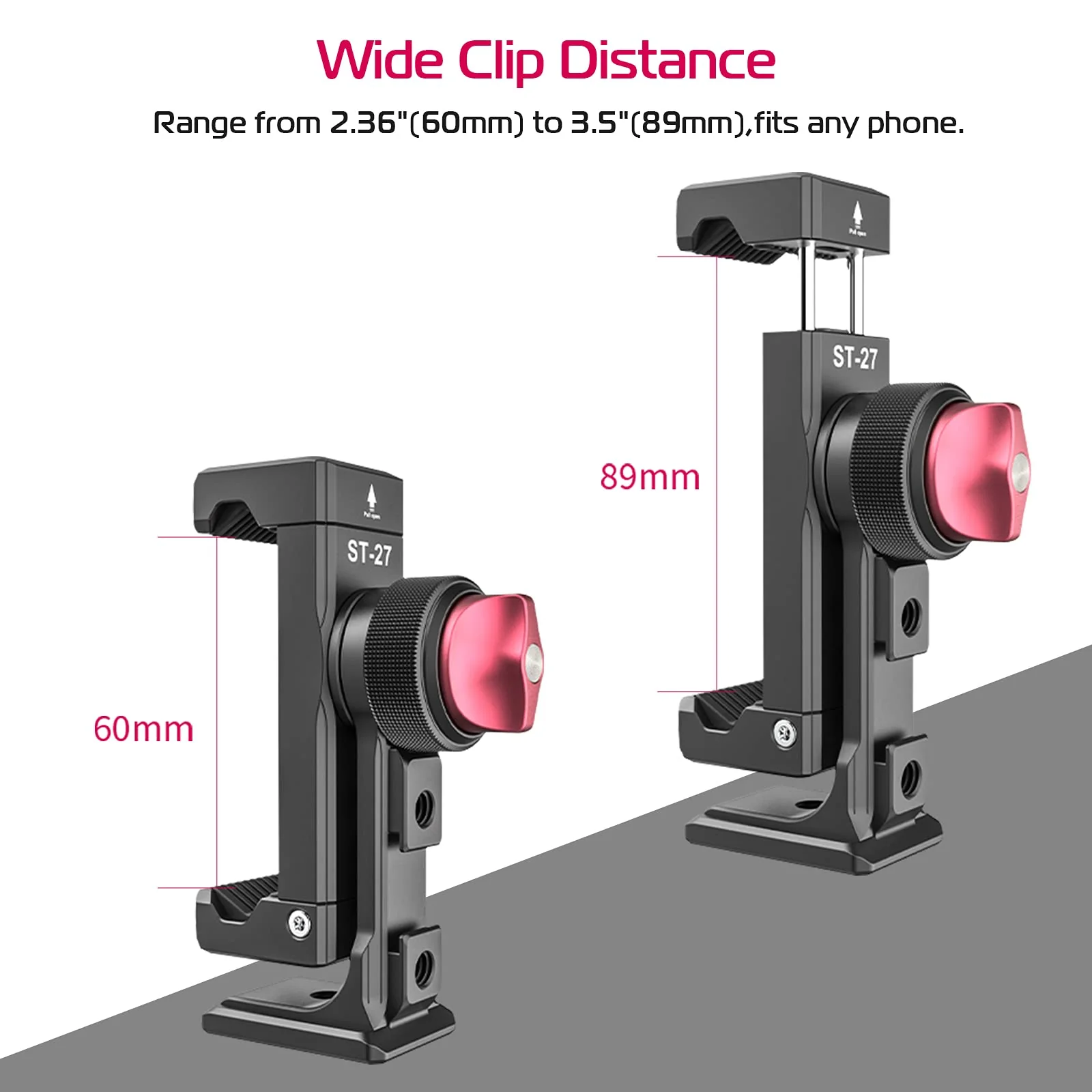 Metal Phone Tripod Mount 3 Cold Shoes & Arca Port, 360° Smartphone Tripod Adapter for iPhone 17 16 15 Cell Phone Stand Holder for Desktop Video Live Streaming Vlogging Rig ST-27 - Image 5