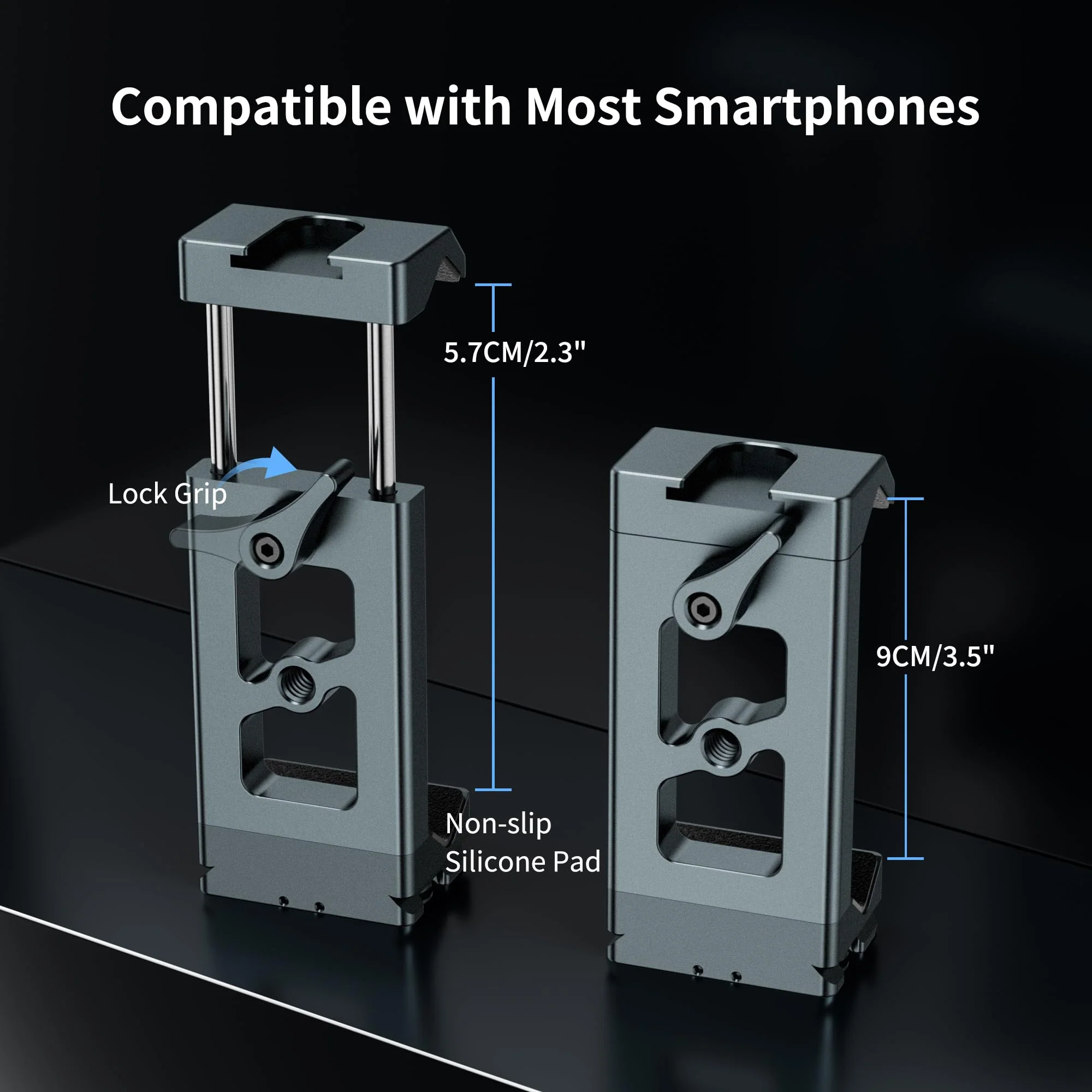 Metal Phone Tripod Mount Arca Port & Action Camera Adapter, Adjustable Smartphone Tripod Adapter Clamp Cell Phone Stand Holder Compatible with iPhone Plus PRO Max GoPro Samsung Galaxy Motorola Pixel - Image 3
