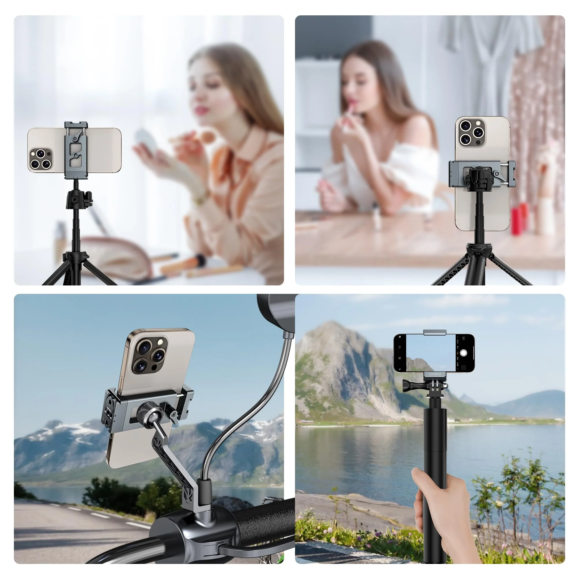 Metal Phone Tripod Mount Arca Port & Action Camera Adapter, Adjustable Smartphone Tripod Adapter Clamp Cell Phone Stand Holder Compatible with iPhone Plus PRO Max GoPro Samsung Galaxy Motorola Pixel - Image 6