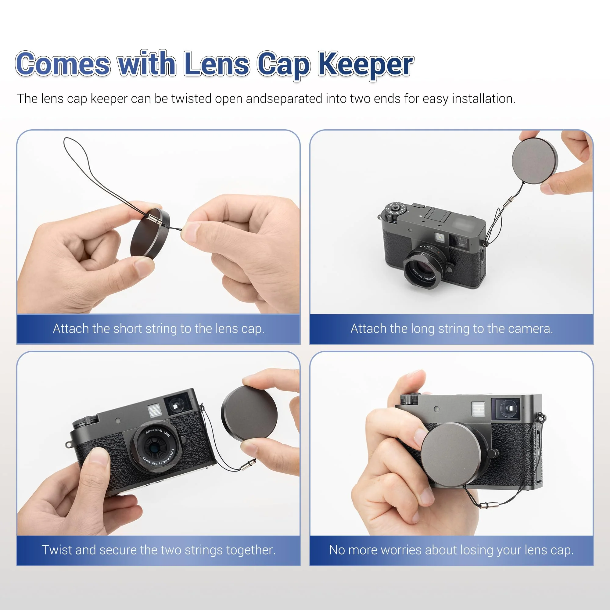 Metal Square X Half Lens Hood Sun Shade with Lens Cap for Fuji Fujifilm X Half Xhalf Digital Camera, Protective Cover Shading Hood Protector, Block Stray Light Reduce Flare - Black Black for Fujifilm X Half - Image 4