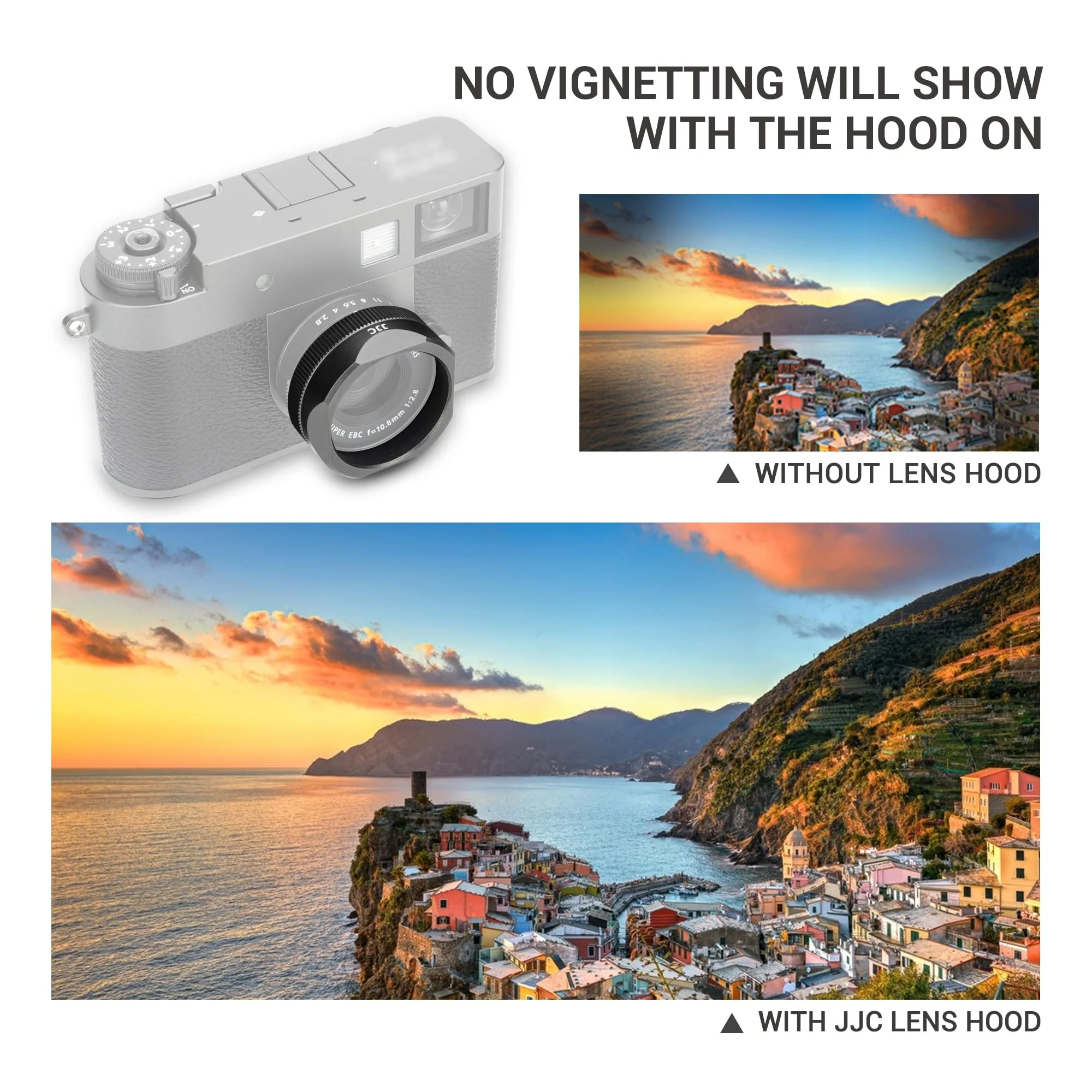 Metal Square X Half Lens Hood Sun Shade with Lens Cap for Fuji Fujifilm X Half Xhalf Digital Camera, Protective Cover Shading Hood Protector, Block Stray Light Reduce Flare - Black Black for Fujifilm X Half - Image 7