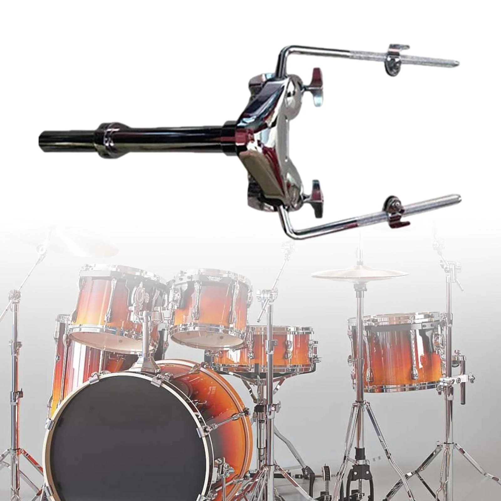 Metal Tom Drum Holder Mount Stable Sturdy for Tom Drum Instrument DIY Replaces Parts, Double Tom Holder - Image 2