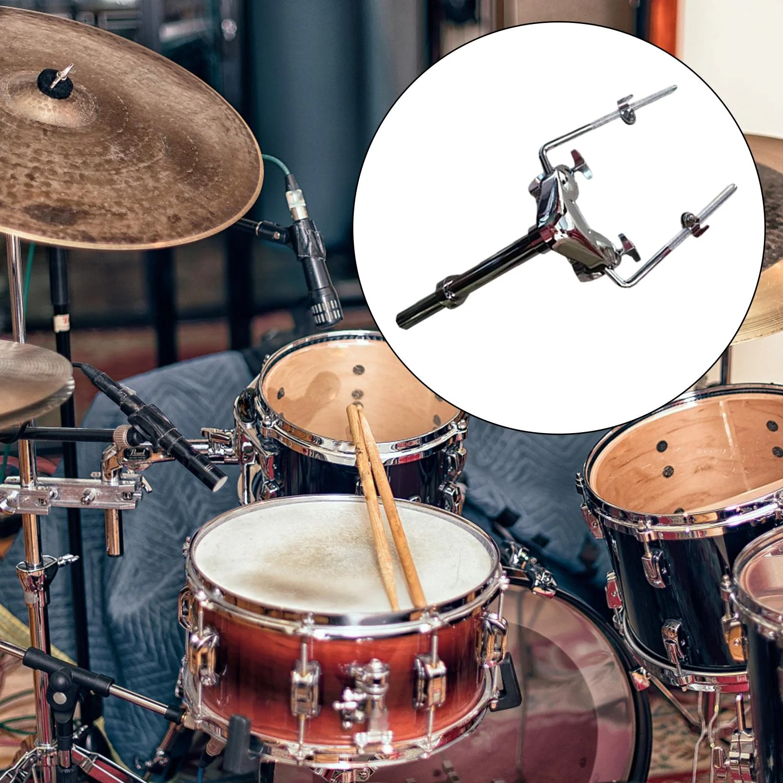 Metal Tom Drum Holder Mount Stable Sturdy for Tom Drum Instrument DIY Replaces Parts, Double Tom Holder - Image 3