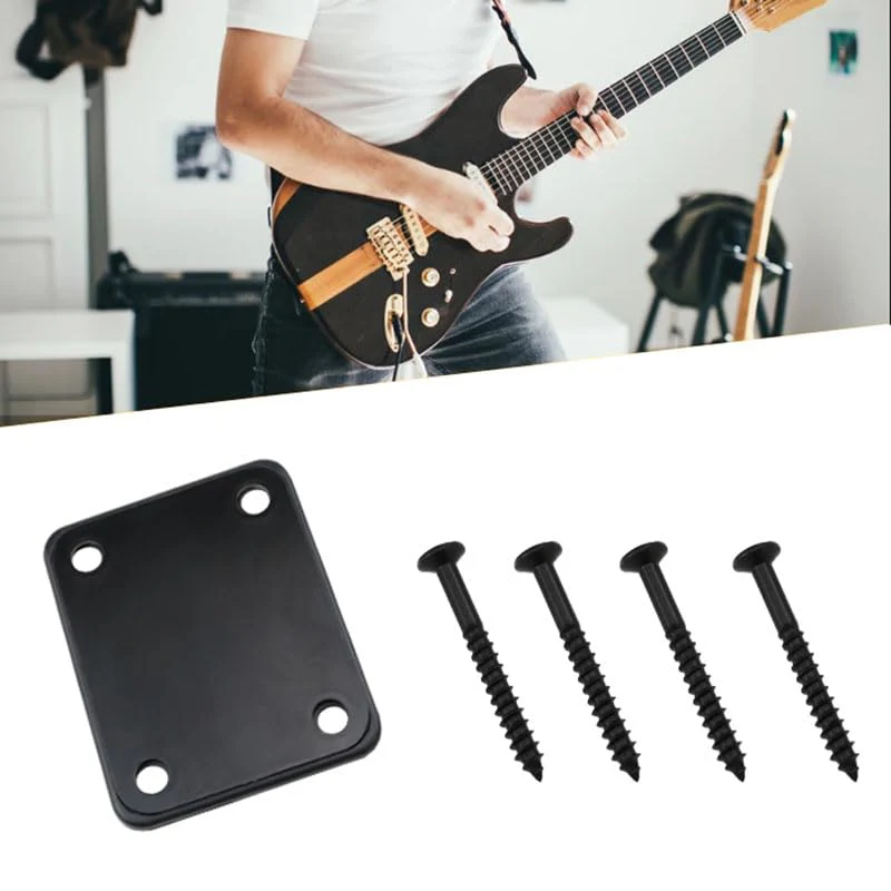 MetalGuitar Neck Plate Metal Guitar Neck Joint Plates Compatible with guitar parts such as Strat Tele style electric guitar bass (black) -1PCS - Image 4