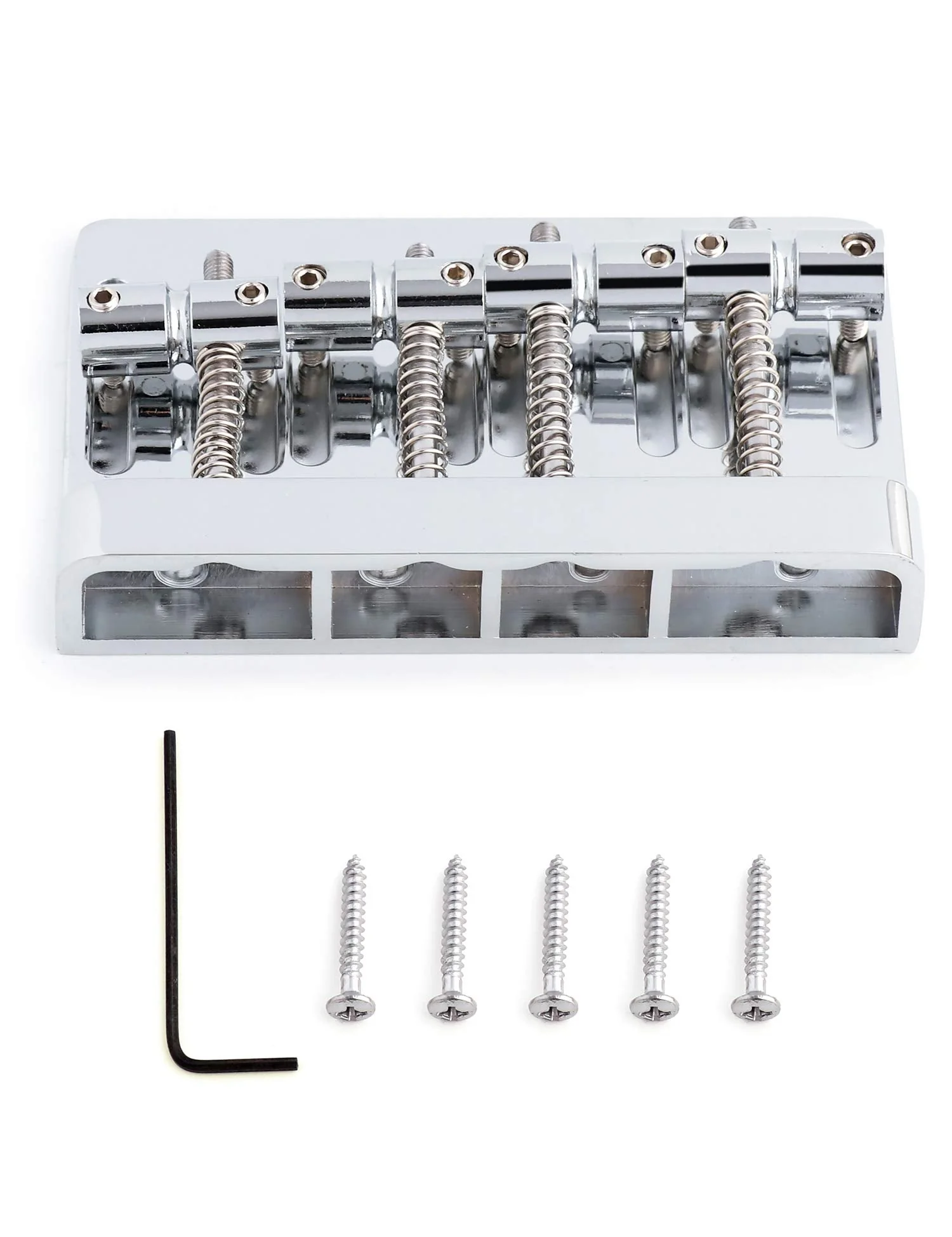 Metallor 4 String Bass Bridge Tailpiece Fixed Saddles for Electric Bass Guitar Jazz Bass or Precision Bass Chrome. - Image 6