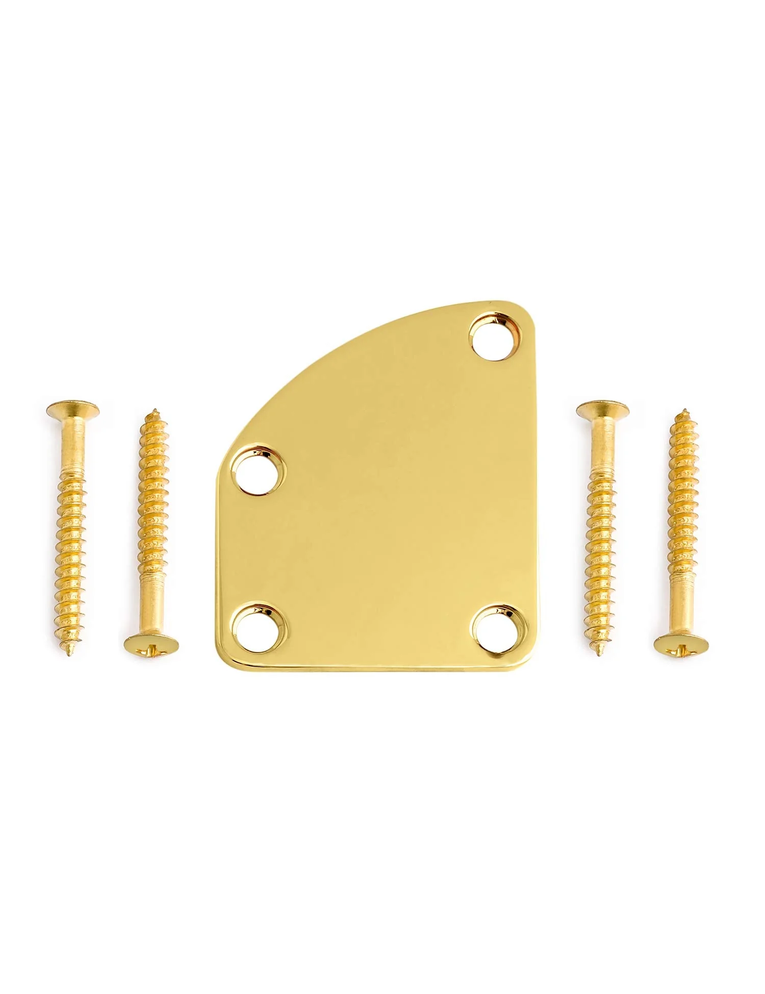 Metallor Electric Guitar Neck Plate Curved Cutaway Semi Round Neck Joint Back Mounting Plate for Stratocaster Telecaster Style Electric Guitar Bass Parts Replacement 4 Holes with Screws Gold. Gold-1 - Image 6