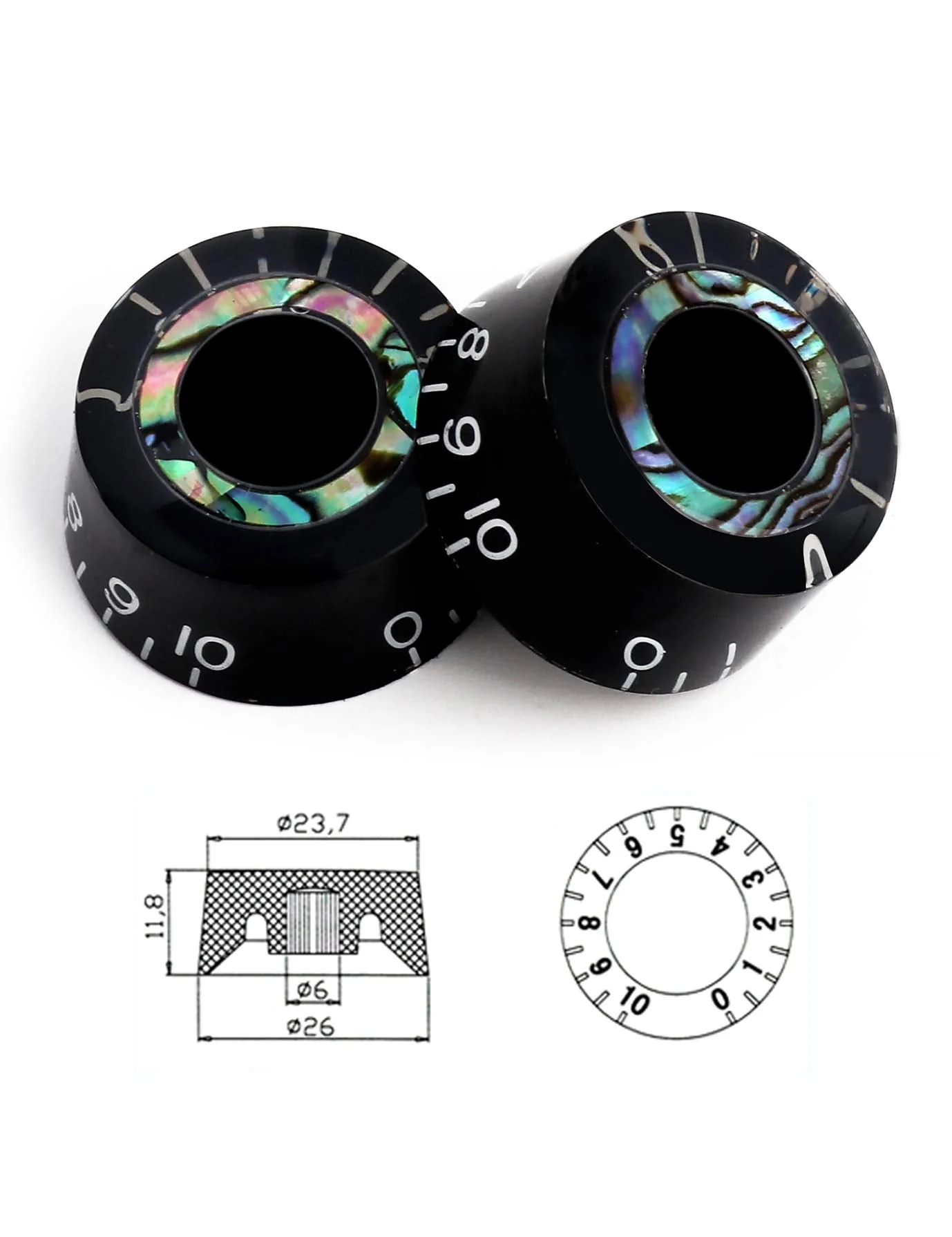 Metallor Electric Guitar Top Hat Knobs Speed Volume Tone Control Knobs Compatible with Les Paul LP Style Electric Guitar Parts Replacement Set of 4Pcs. Abalone Circle - Image 3