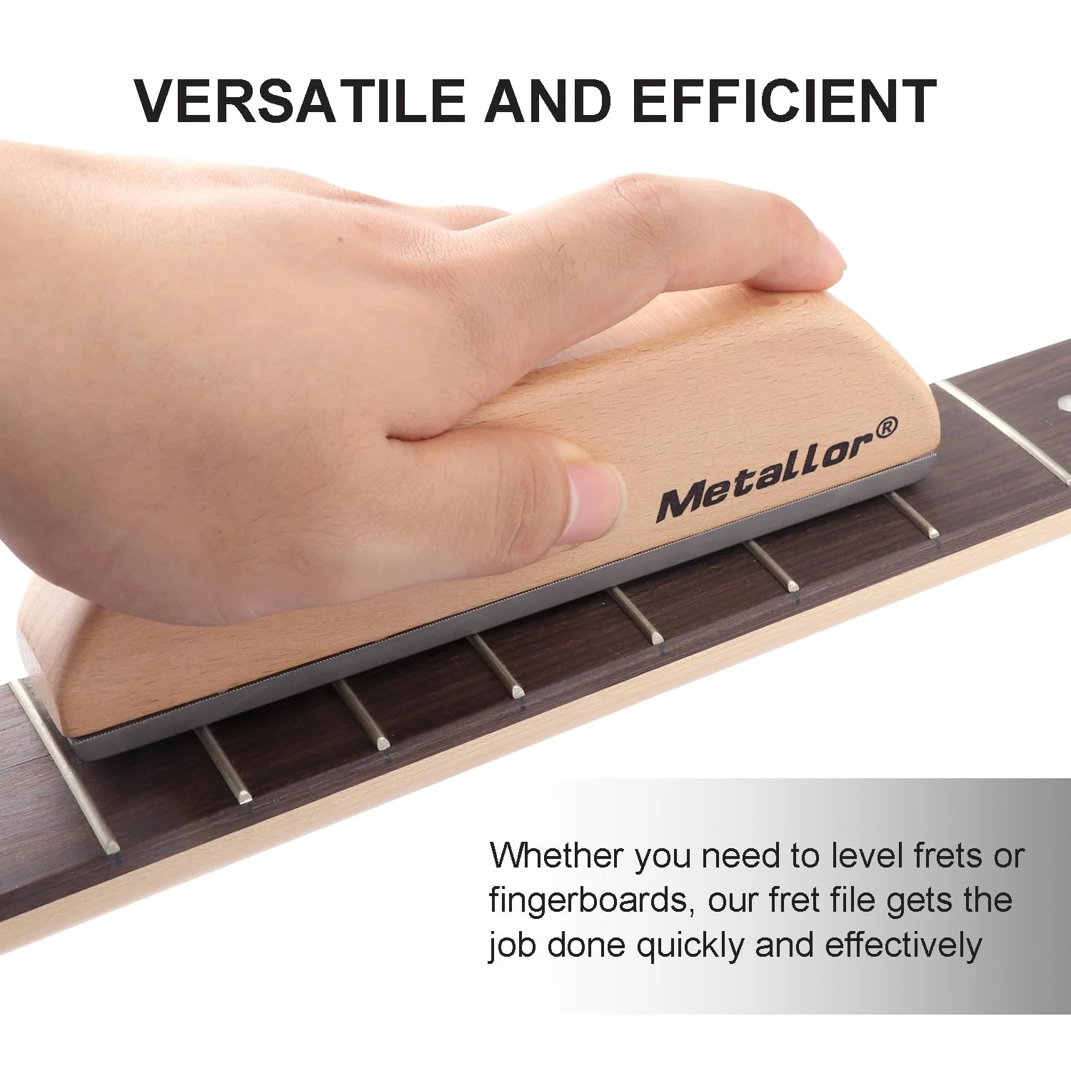 Metallor Guitar Fret Leveling File Wood Guitar Fingerboard Leveling Flat File for Fret Dressing Fret Sanding with Wood Handle Guitar Luthier Tools Repair Tools. - Image 3
