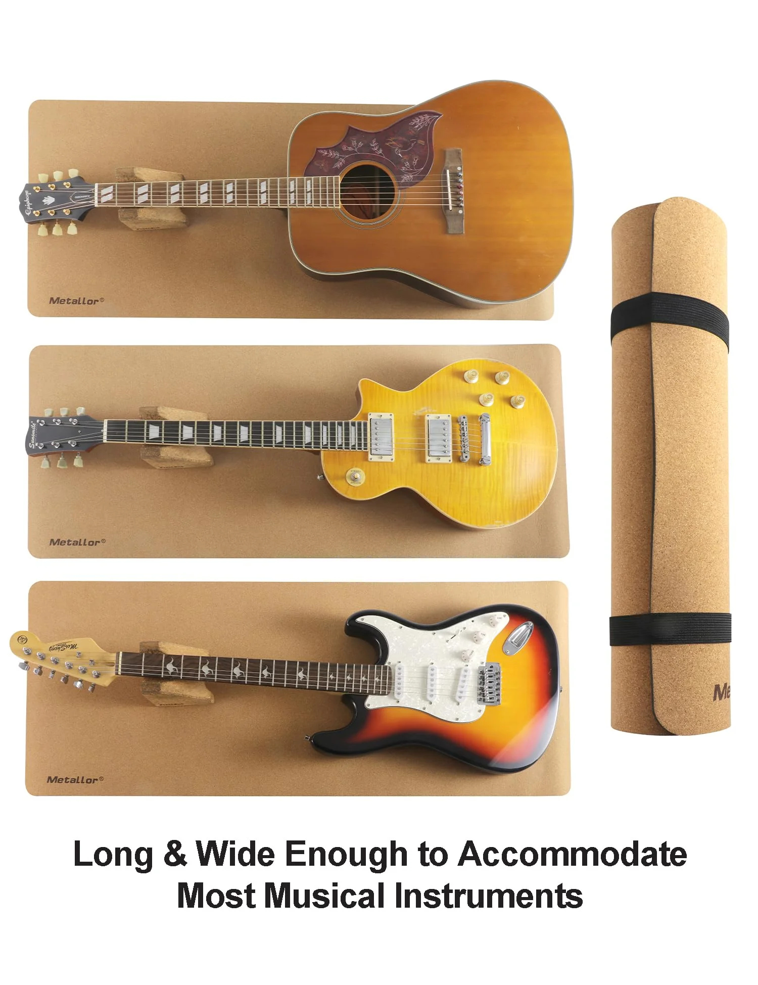 Metallor Guitar Work Mat String Instruments Mat Pad Luthier Workstation Anti-Slip Clean Maintenance Bench Pad for Electric Guitar, Acoustic Guitar, Bass, Banjo, Ukulele, Violin, Mandolin etc. - Image 4