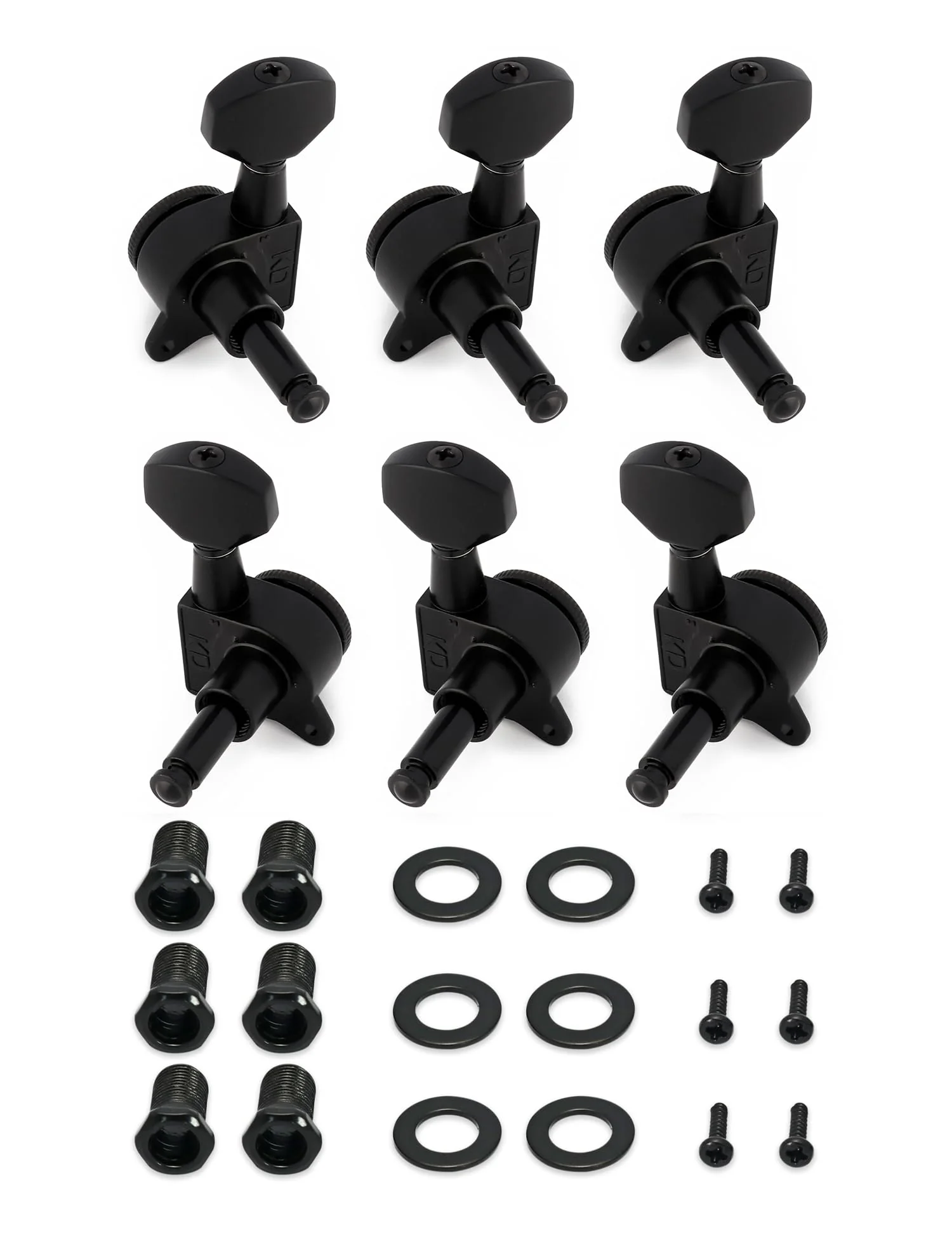 Metallor Locking Guitar String Tuning Pegs 18:1 Gear Ratio Guitar Machines Heads Tuners Tuning Keys 3L 3R for ST TL LP SG Style Electric Guitar or Folk Acoustic Guitar Parts Replacement Black. - Image 2