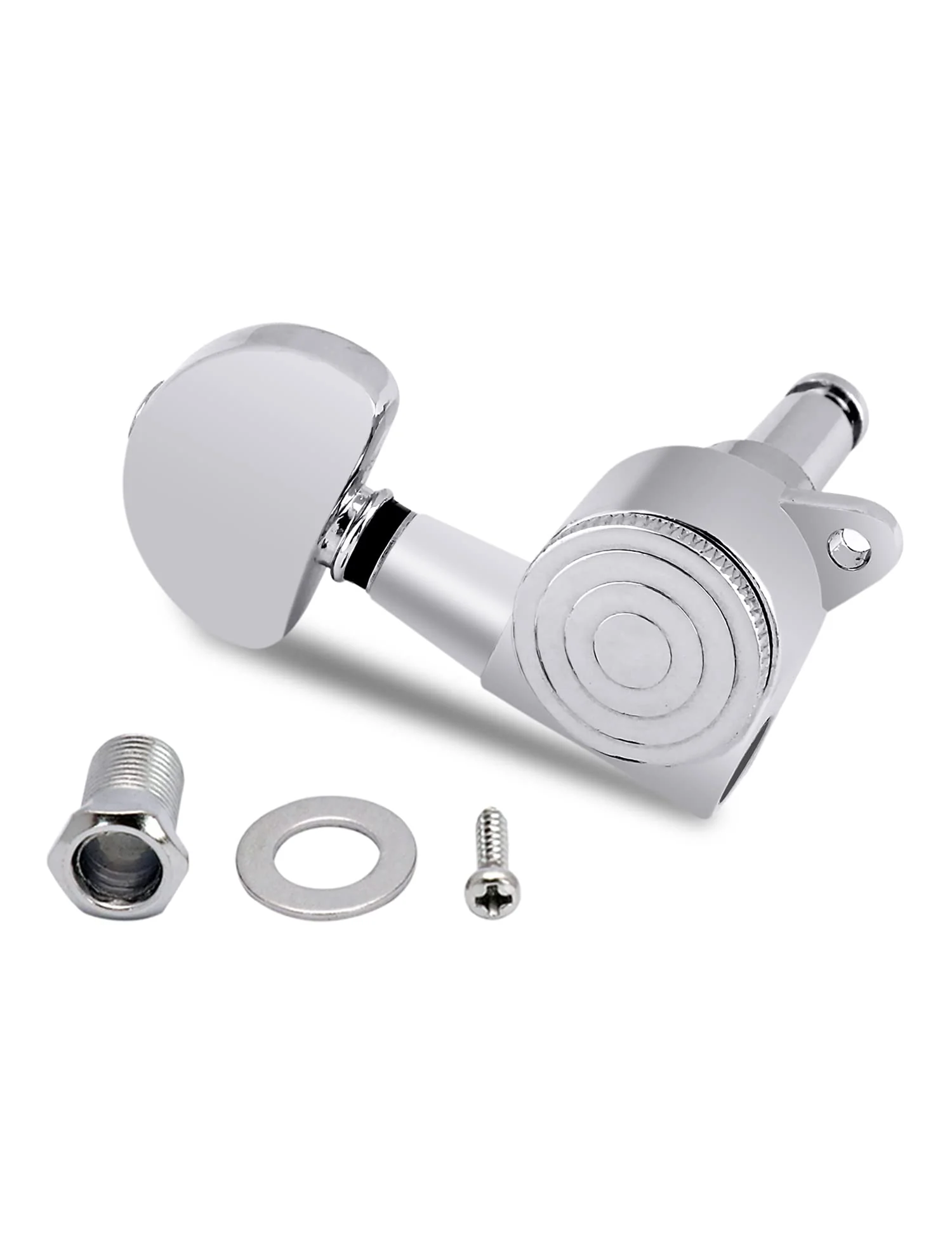 Metallor Locking Guitar String Tuning Pegs Tuning Keys Machine Heads Tuners 1:18 Gear Ratio 6 In Line for Right Handed Electric Guitar or Acoustic Guitar Parts Accessories Half Round Head Chrome. - Image 3