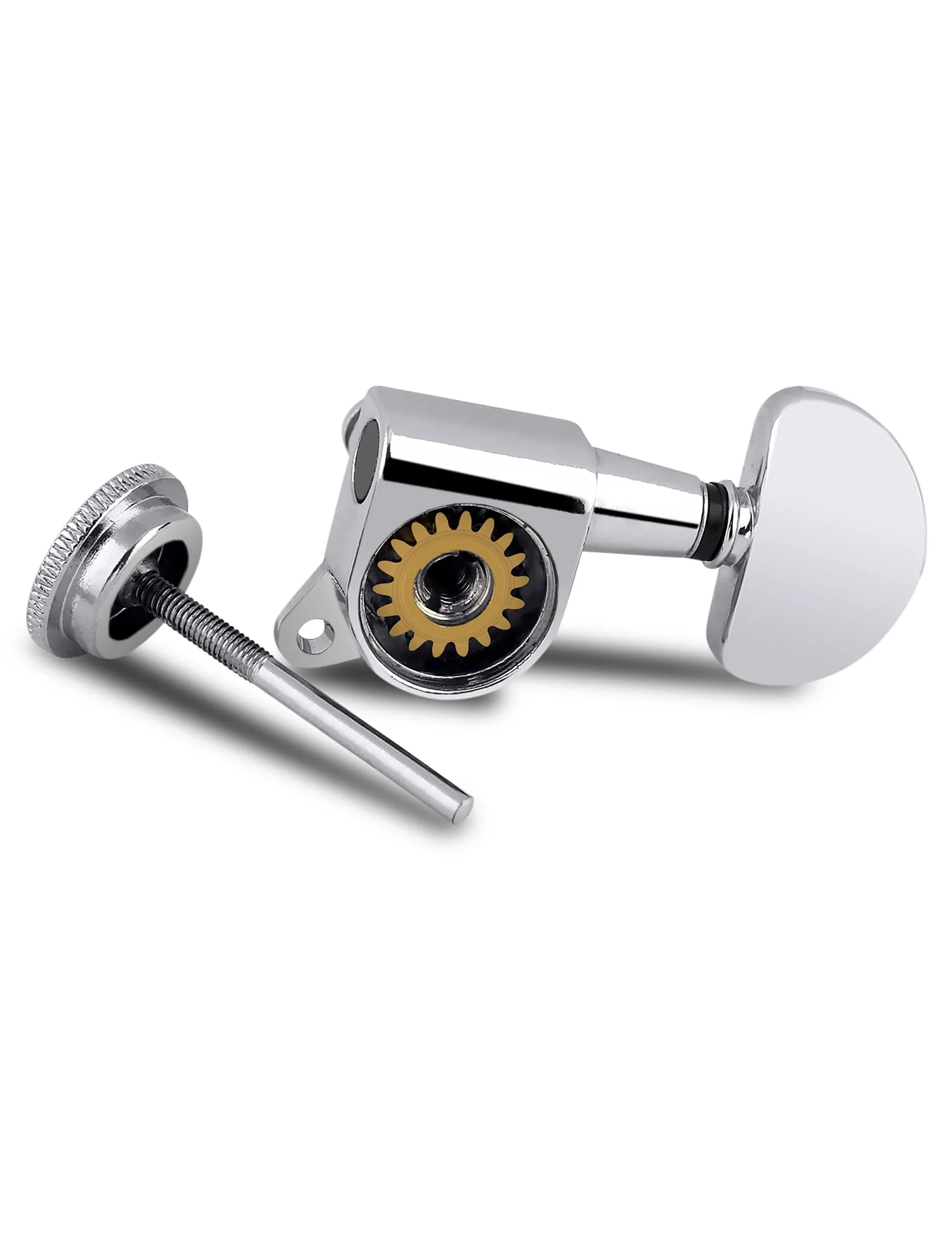 Metallor Locking Guitar String Tuning Pegs Tuning Keys Machine Heads Tuners 1:18 Gear Ratio 6 In Line for Right Handed Electric Guitar or Acoustic Guitar Parts Accessories Half Round Head Chrome. - Image 4