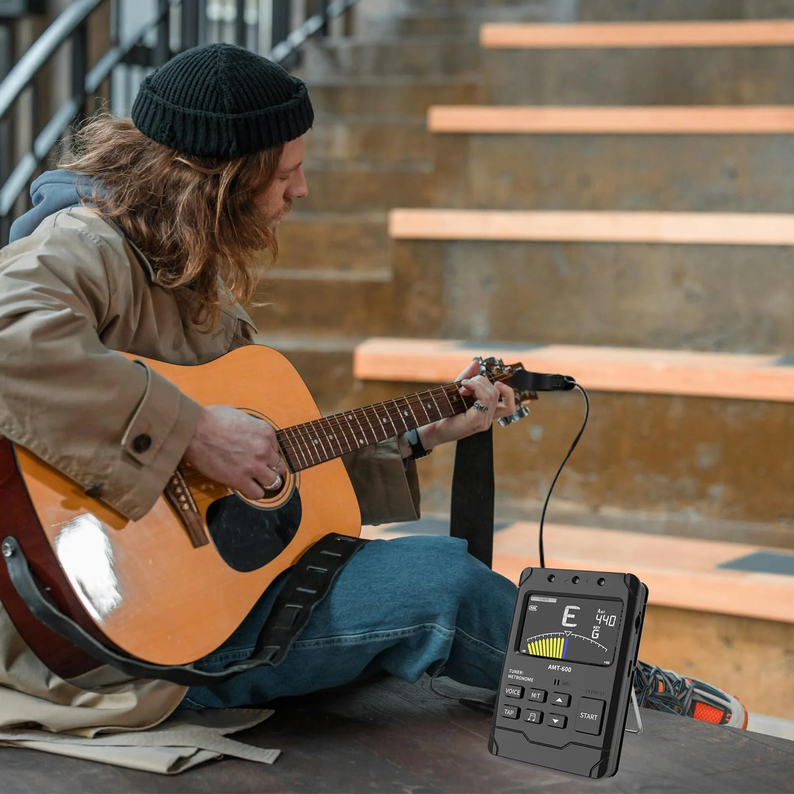 Metronome Tuner,Fast and Accurate Tuning, Three Beat Sound,English Vocal Counting Beat,Built-in Rechargeable Battery,Suit for Guitar, Bass, Saxophone ect MT-Black - Image 2