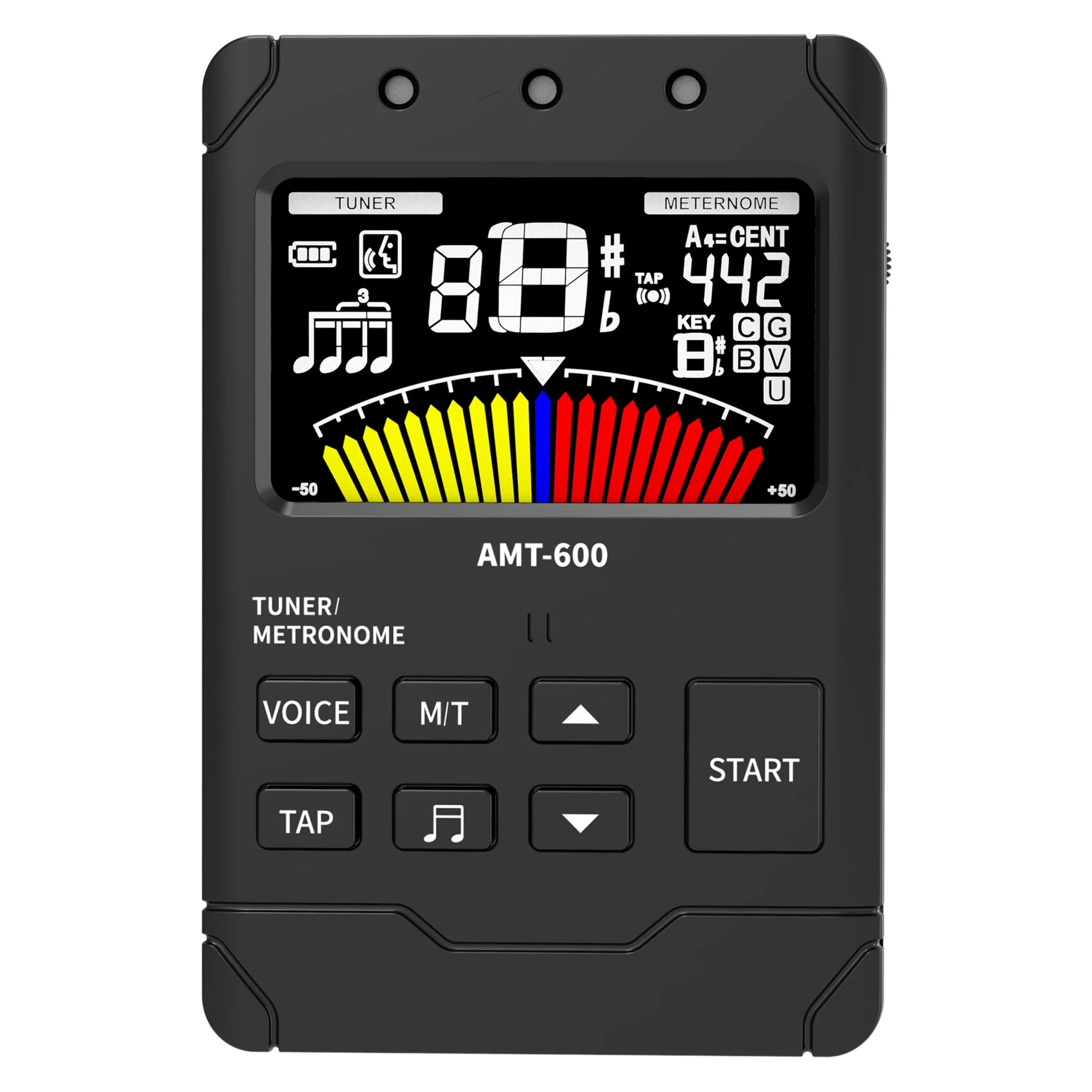Metronome Tuner,Fast and Accurate Tuning, Three Beat Sound,English Vocal Counting Beat,Built-in Rechargeable Battery,Suit for Guitar, Bass, Saxophone ect MT-Black - Image 3