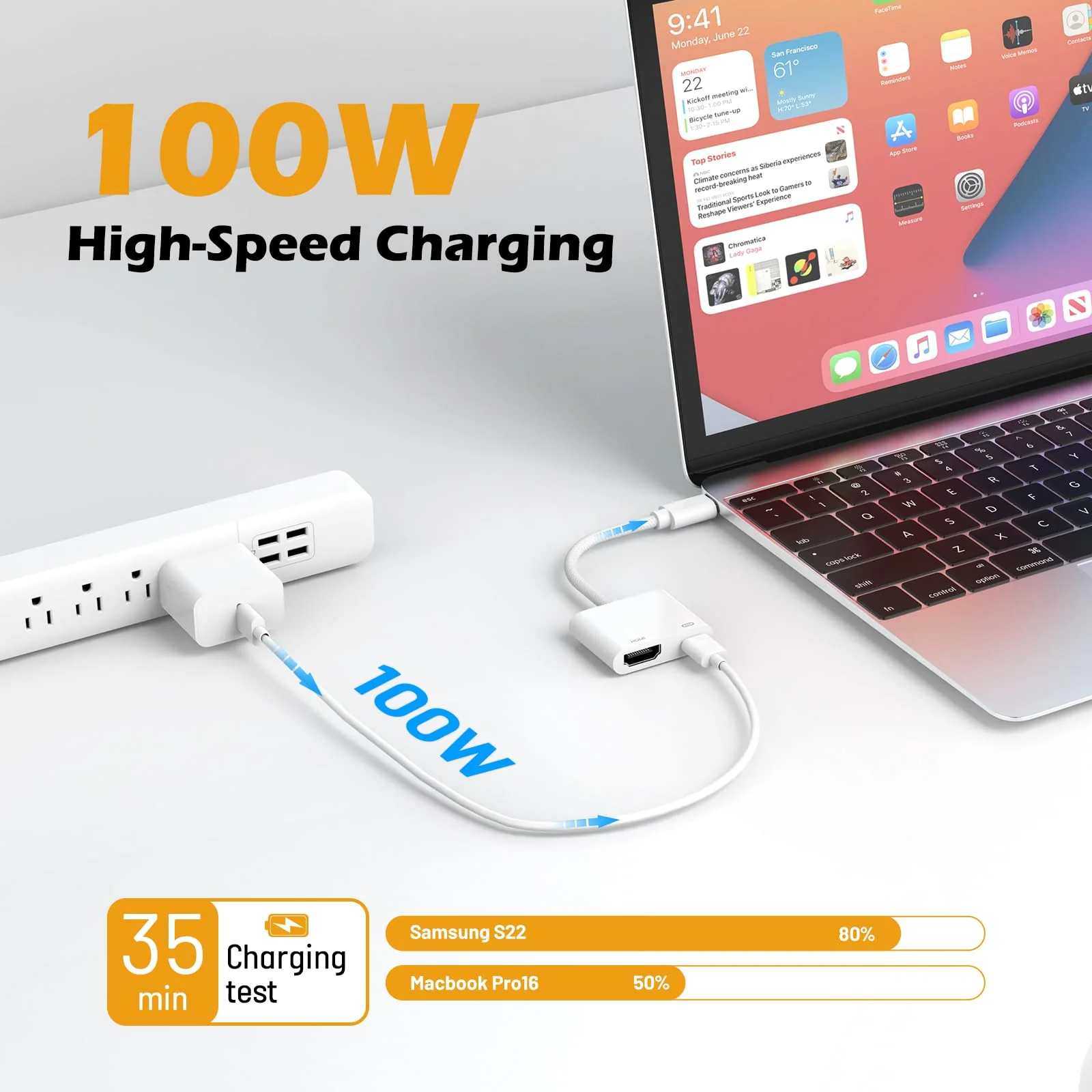 [MFi Certified] USB C to HDMI Adapter for iPhone 15 to TV,4K Sync Screen Connector Cable Digital AV Adapter with 100W Fast Charge Compatible for iPhone 15 to HDTV Projector Moniter - Image 4
