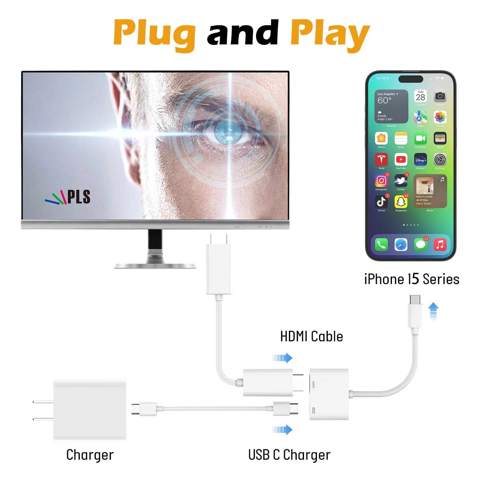 [MFi Certified] USB C to HDMI Adapter for iPhone 15 to TV,4K Sync Screen Connector Cable Digital AV Adapter with 100W Fast Charge Compatible for iPhone 15 to HDTV Projector Moniter - Image 5