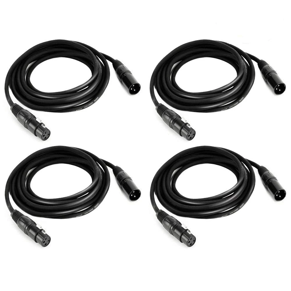 MFL. 10 ft Flexible DMX Cable 3 Pin Signal XLR Male to Female Cable Wire for Stage Lighting DJ Lights, 110 Ohms Impedance, Black, 4 Pack 10.2ft/3.1M - Image 4