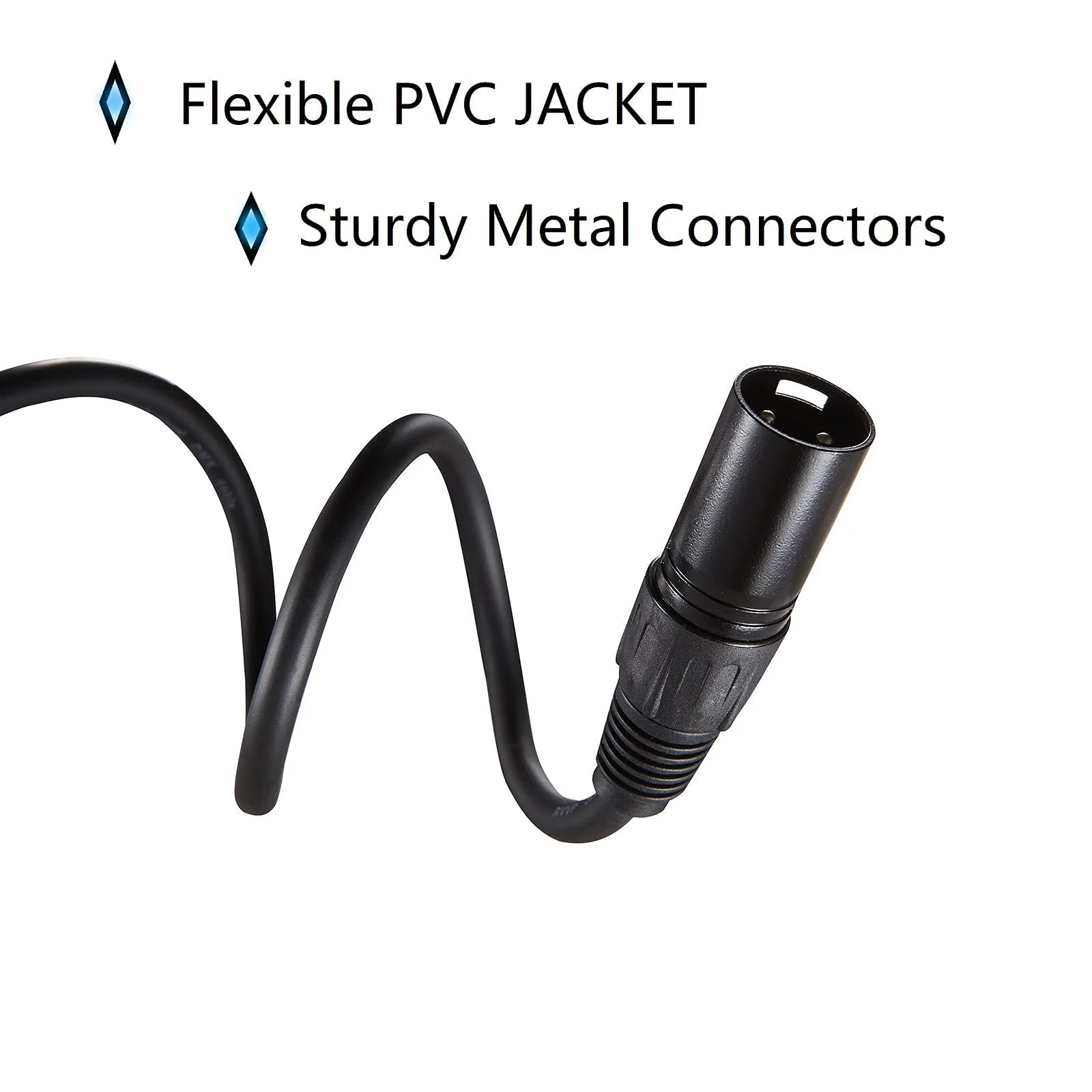MFL. 10 ft Flexible DMX Cable 3 Pin Signal XLR Male to Female Cable Wire for Stage Lighting DJ Lights, 110 Ohms Impedance, Black, 4 Pack 10.2ft/3.1M - Image 6
