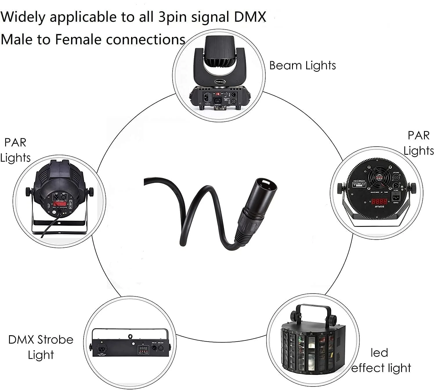 MFL. 10 ft Flexible DMX Cable 3 Pin Signal XLR Male to Female Cable Wire for Stage Lighting DJ Lights, 110 Ohms Impedance, Black, 4 Pack 10.2ft/3.1M - Image 8