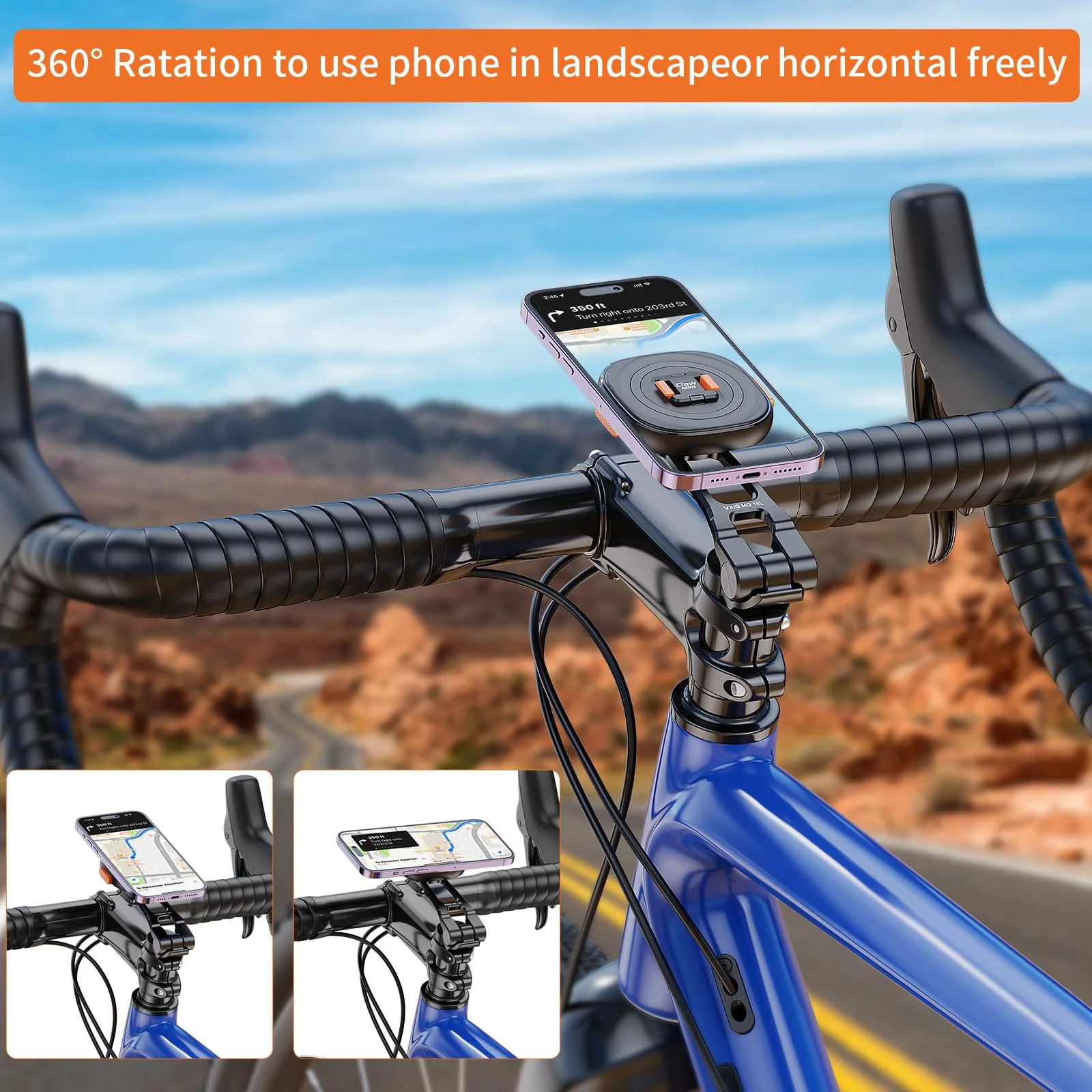MG18L Claw MINI Magnetic Phone Mount Road bike mobile phone holder, iding bracket special shock absorption fixed mountain bike motorcycle navigation triangle(Triangle Type) Triangle Type - Image 6